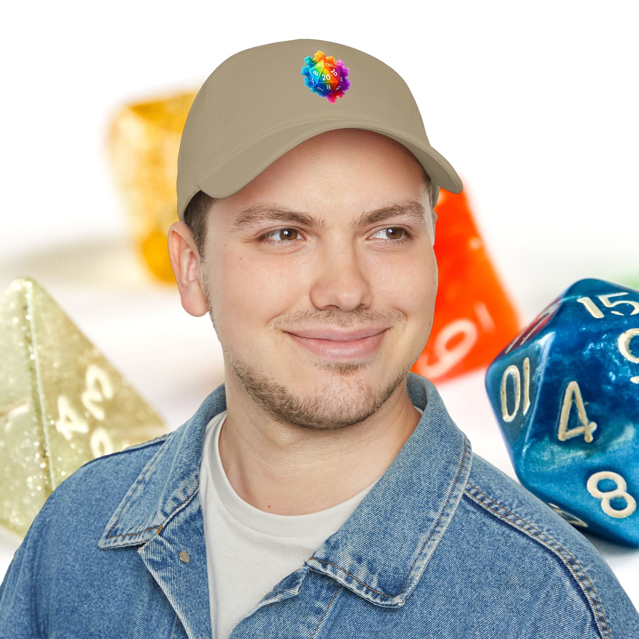 D20 Rainbow D20Cap — Low Profile Baseball Hat for Tabletop Gamers