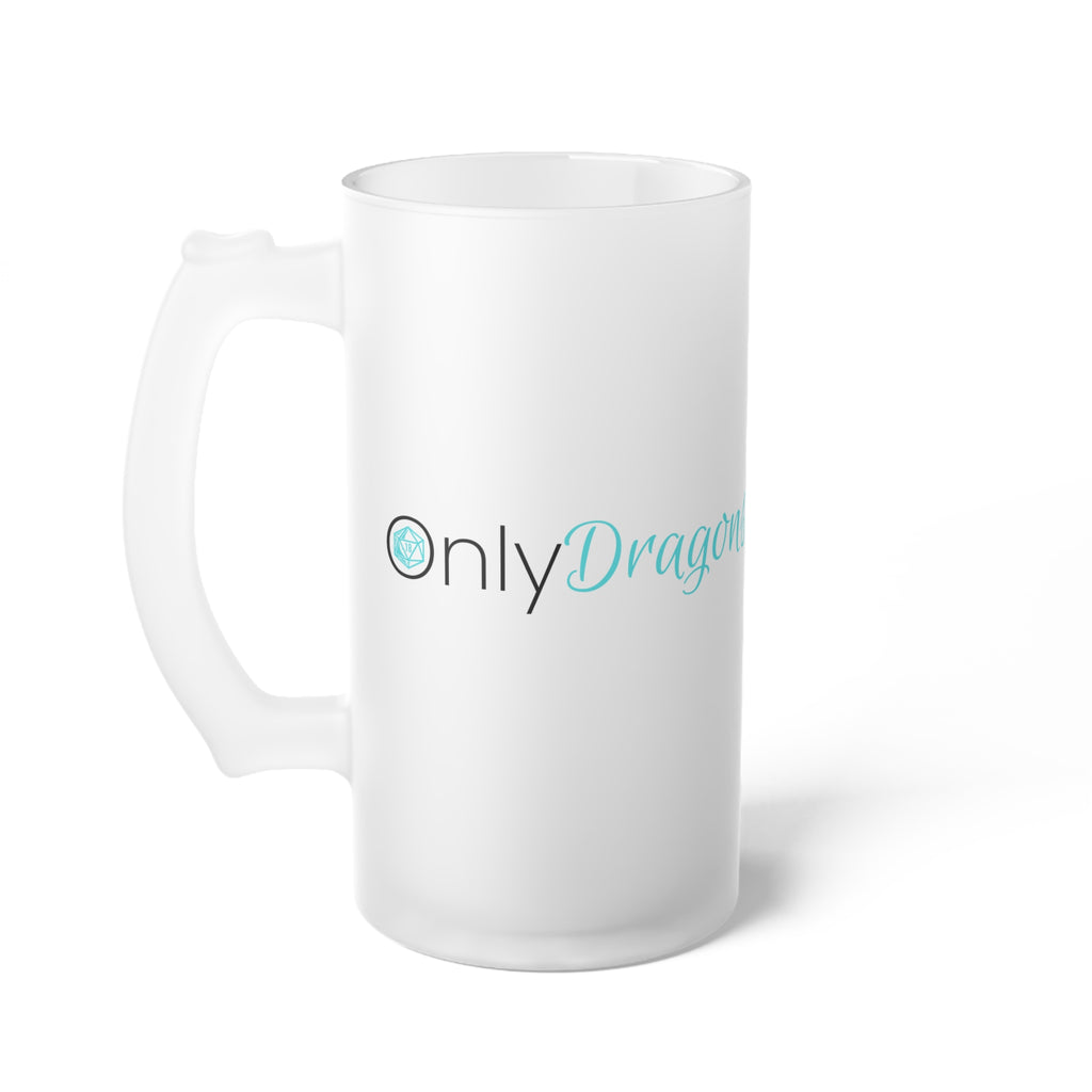 Frosted Glass Beer Mug — 'Only Dragons'  Beer Stein