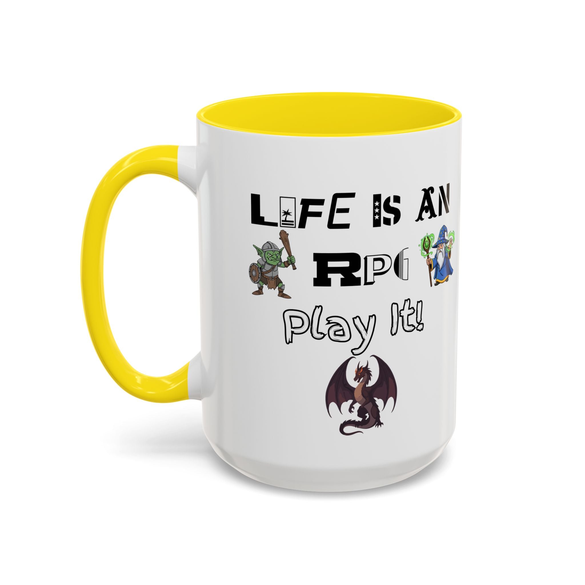 RPG Coffee Mug — "Life Is An RPG, Play It!" Accent Ceramic Mug