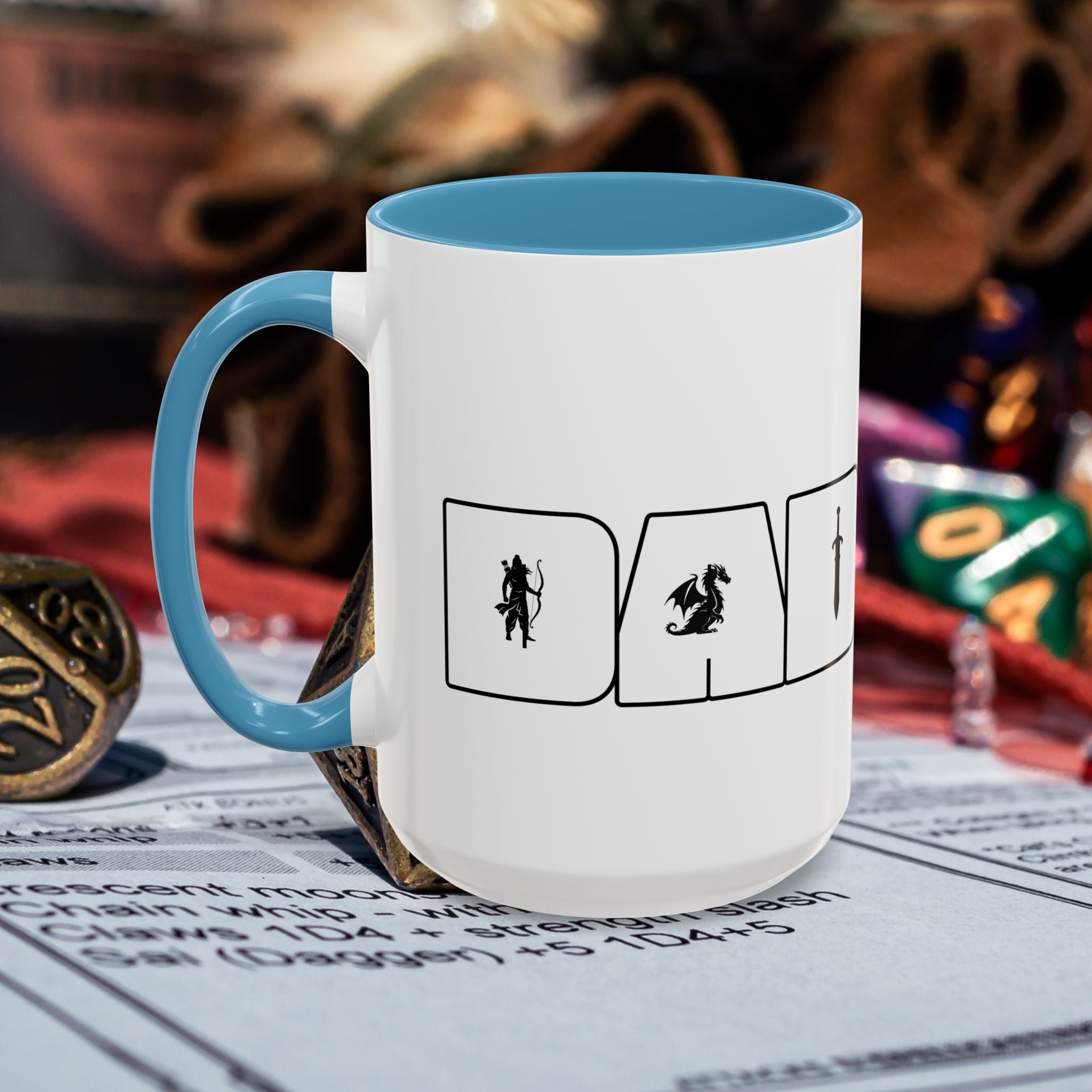 RPG Dad Icon Accent Coffee Mug — Dad Tabletop Gaming 15oz