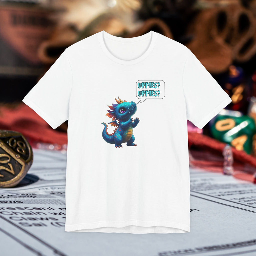 Baby Blue Dragon T‑Shirt — Cute 'Uppies? Uppies?' Fantasy Gamer Tee