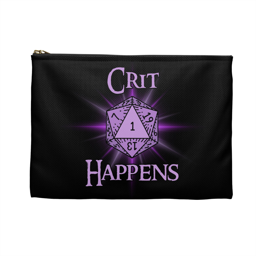 Crit Happens Dice/ Mini's  Bag — RPG Accessory Pouch (Purple D20 Design)