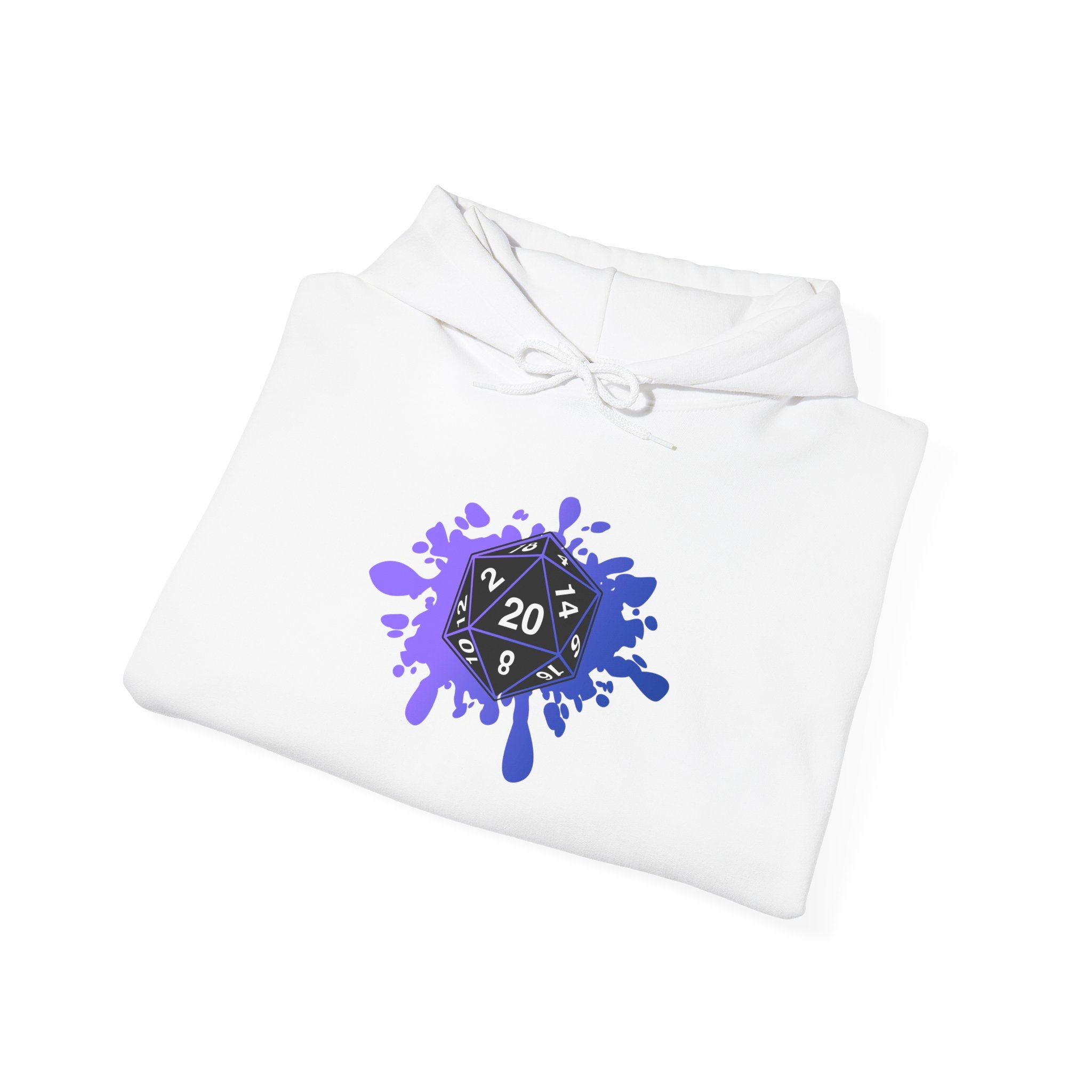 Hoodie — D20 Dice Splash Gaming Pullover (Tabletop RPG Gift)