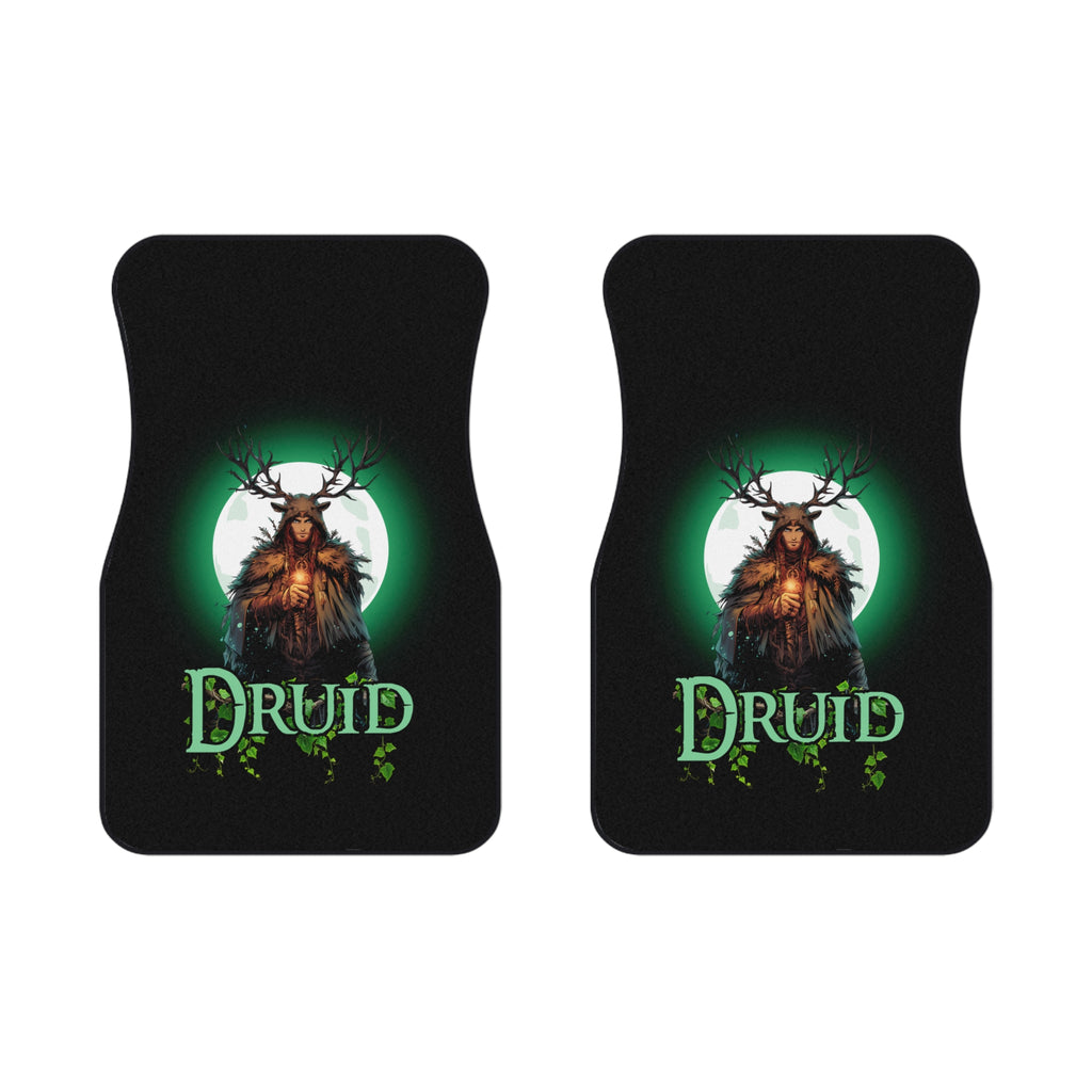 Druid Car Floor Mats — Front Pair with Green Druid Design