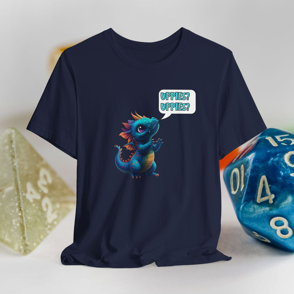 Baby Blue Dragon T‑Shirt — Cute 'Uppies? Uppies?' Fantasy Gamer Tee