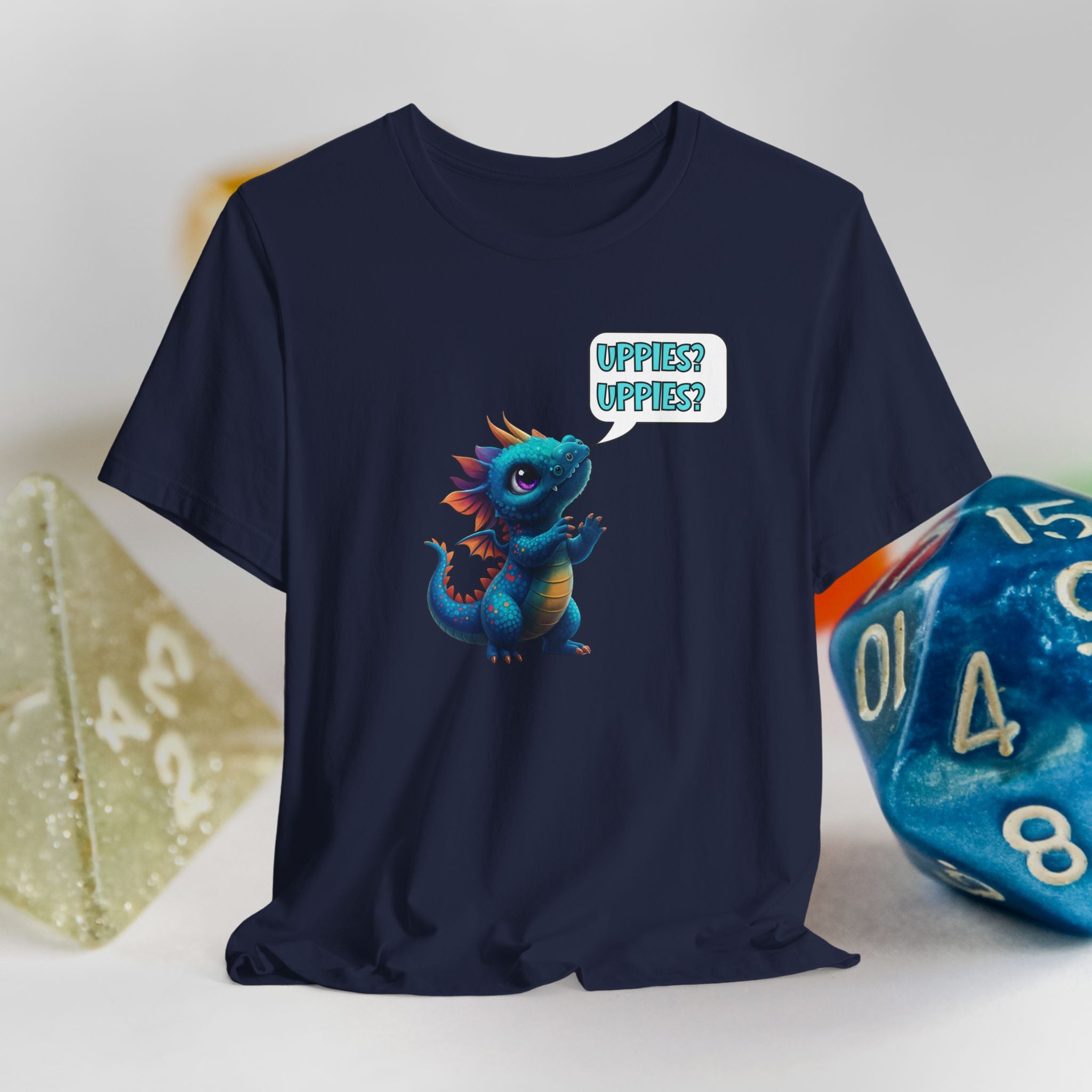 Baby Blue Dragon T‑Shirt — Cute 'Uppies? Uppies?' Fantasy Gamer Tee