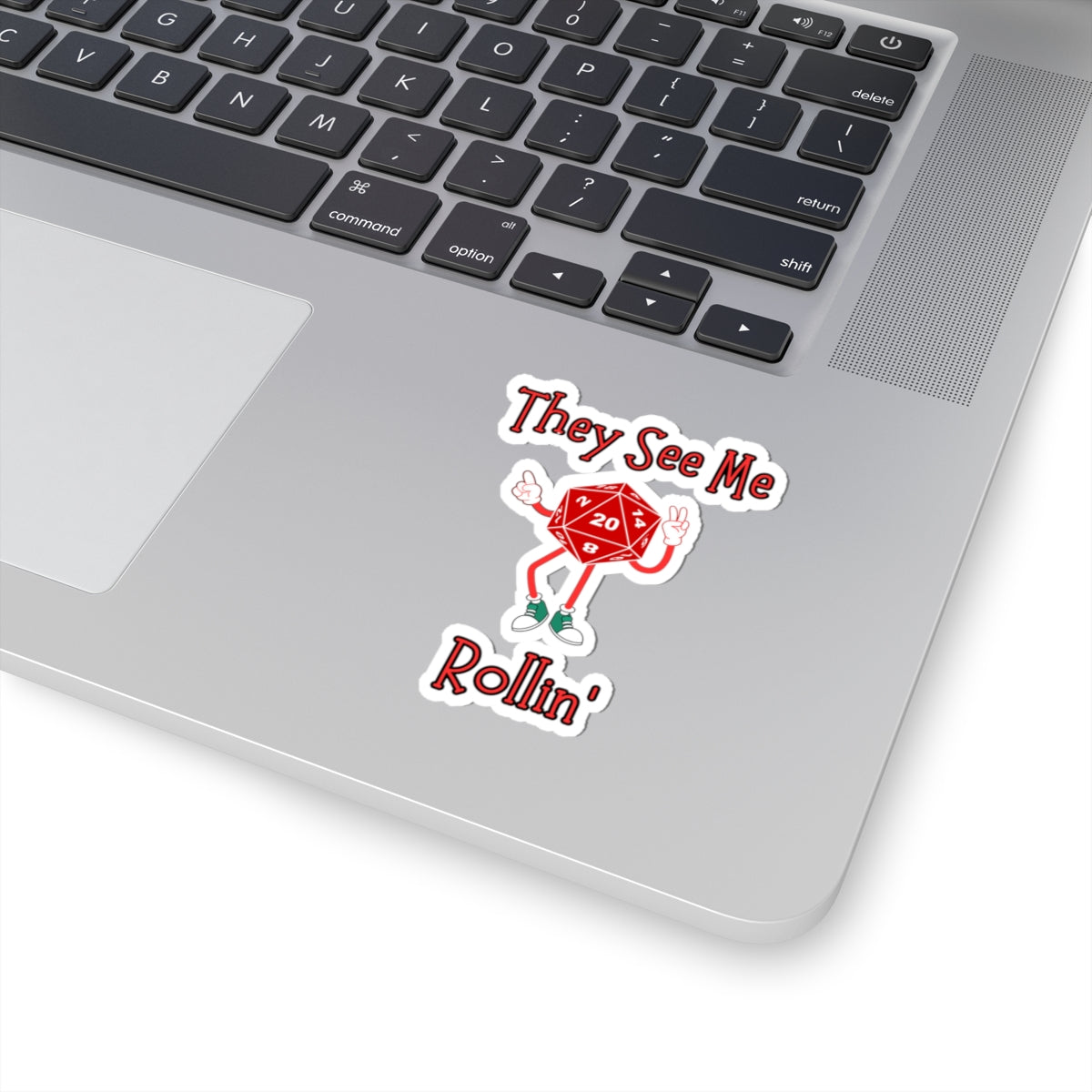 They See Me Rollin' D20 Sticker — RPG Dice Kiss-Cut Vinyl Sticker