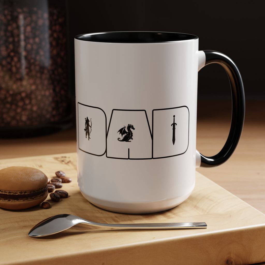RPG Dad Icon Accent Coffee Mug — Dad Tabletop Gaming 15oz