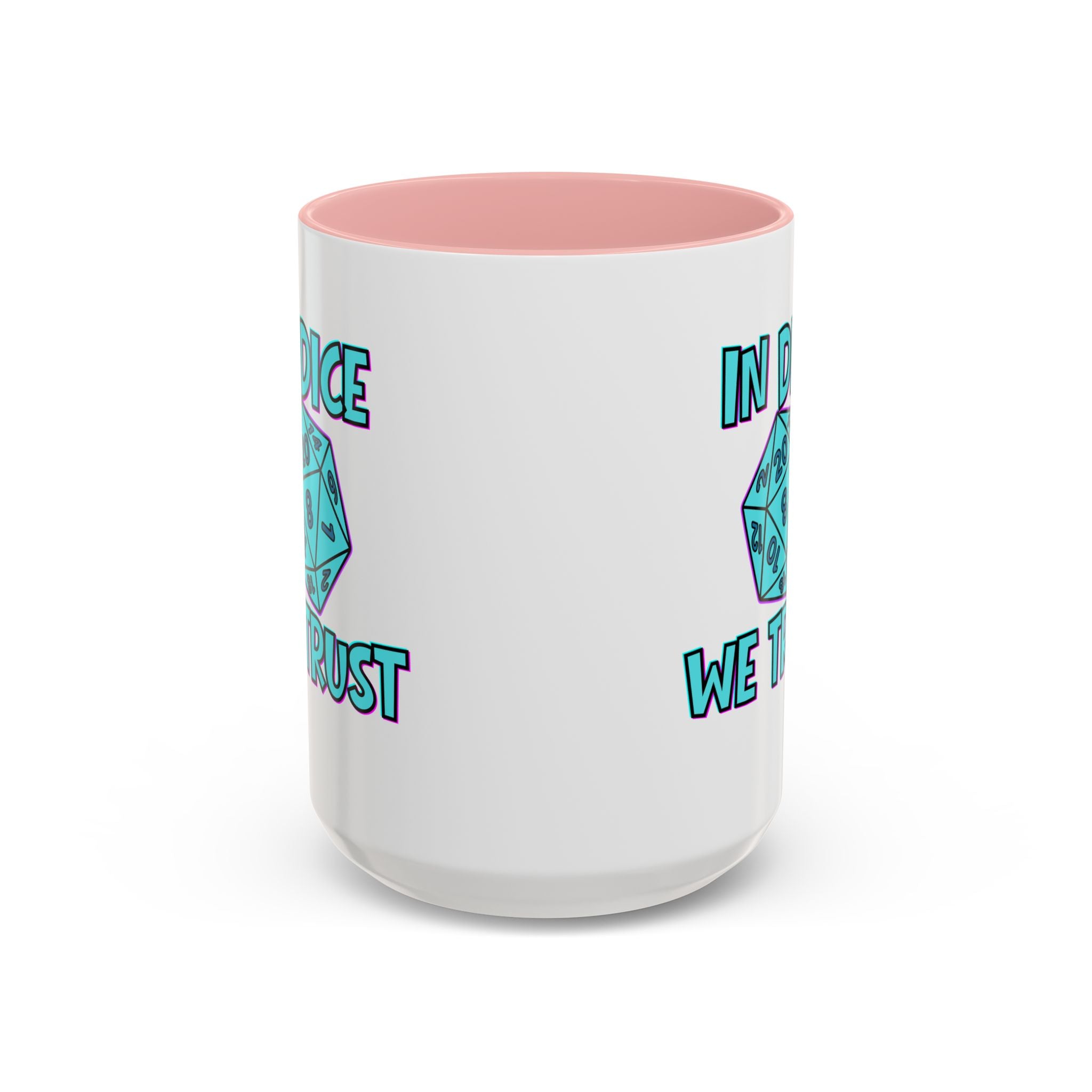 D20 Coffee Mug — "In Dice We Trust" Gamer RPG Dice Mug (15oz Accent)