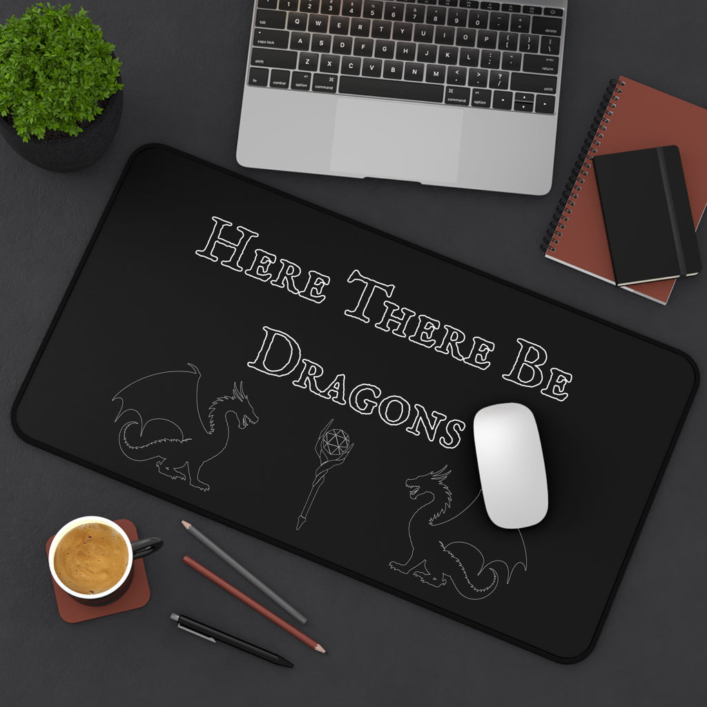 Here There Be Dragons Desk Mat