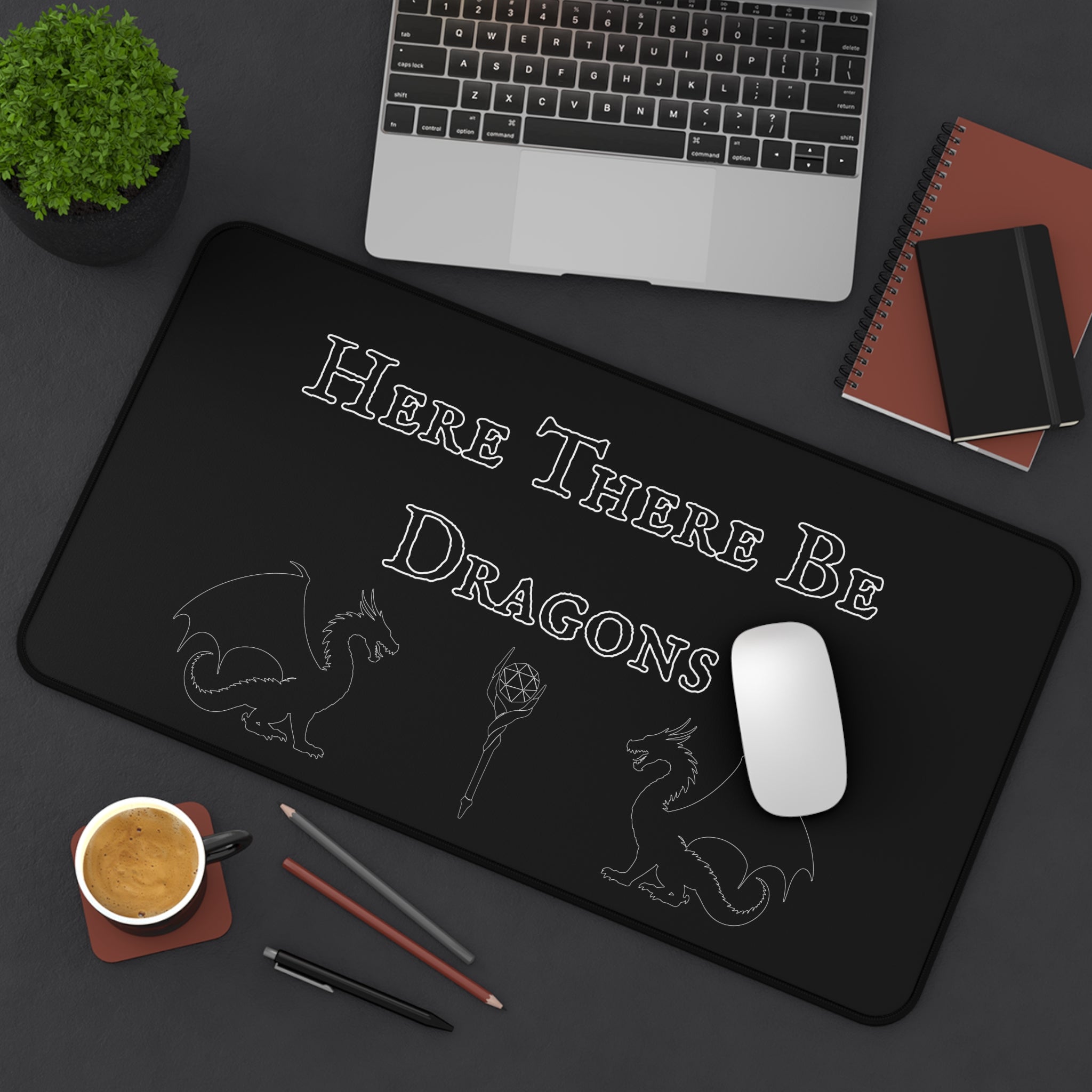 Here There Be Dragons Desk Mat