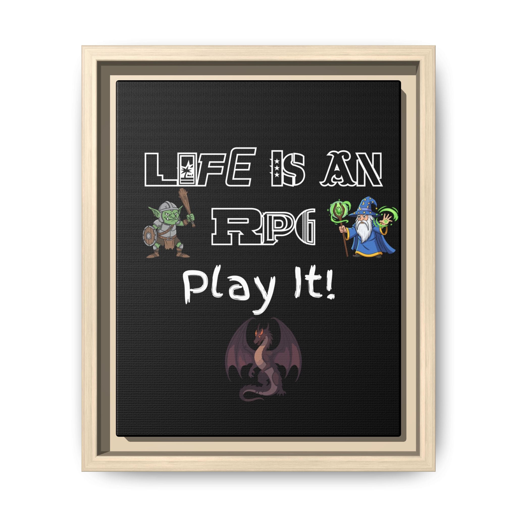 Life Is an RPG Framed Canvas Print – Rpg Gaming Wall Art