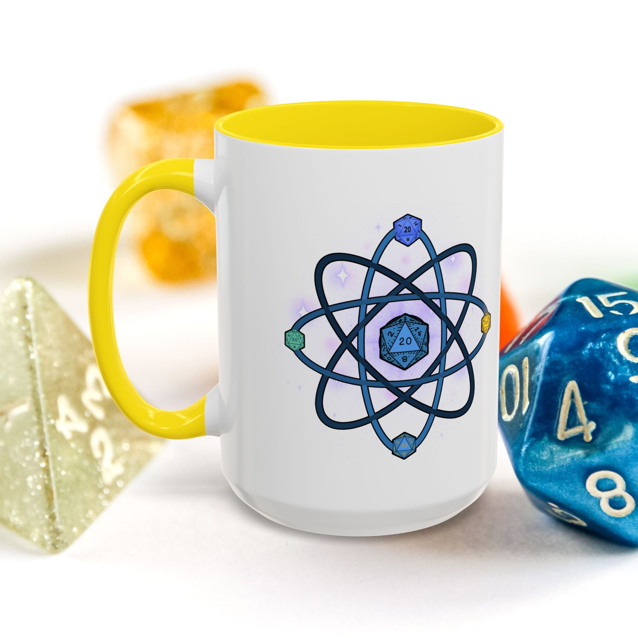 Coffee Mug — D20 Dice Atom Design (Geek RPG Gamer Gift)