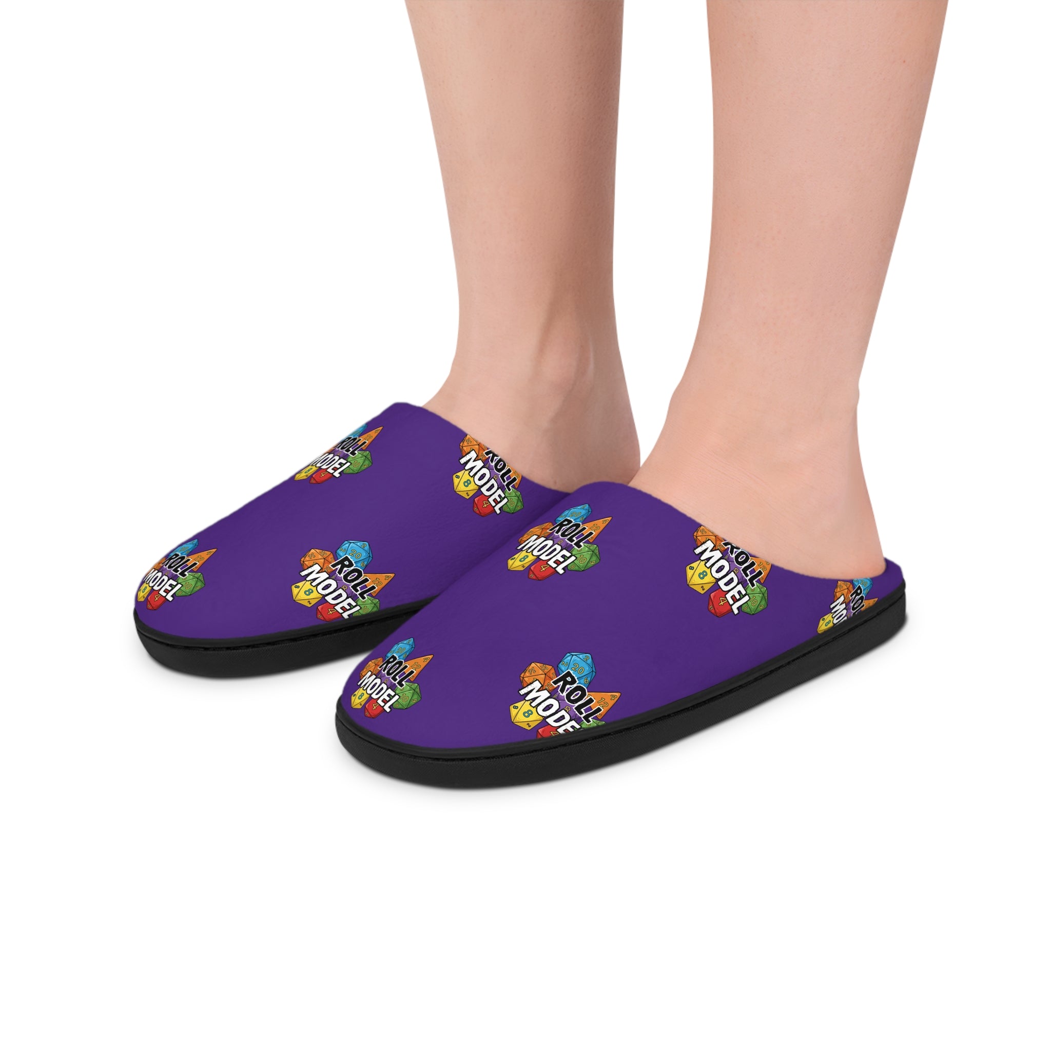 Purple Rpg Indoor Slippers — Colorful 'Roll Model' Cozy Slippers for Men