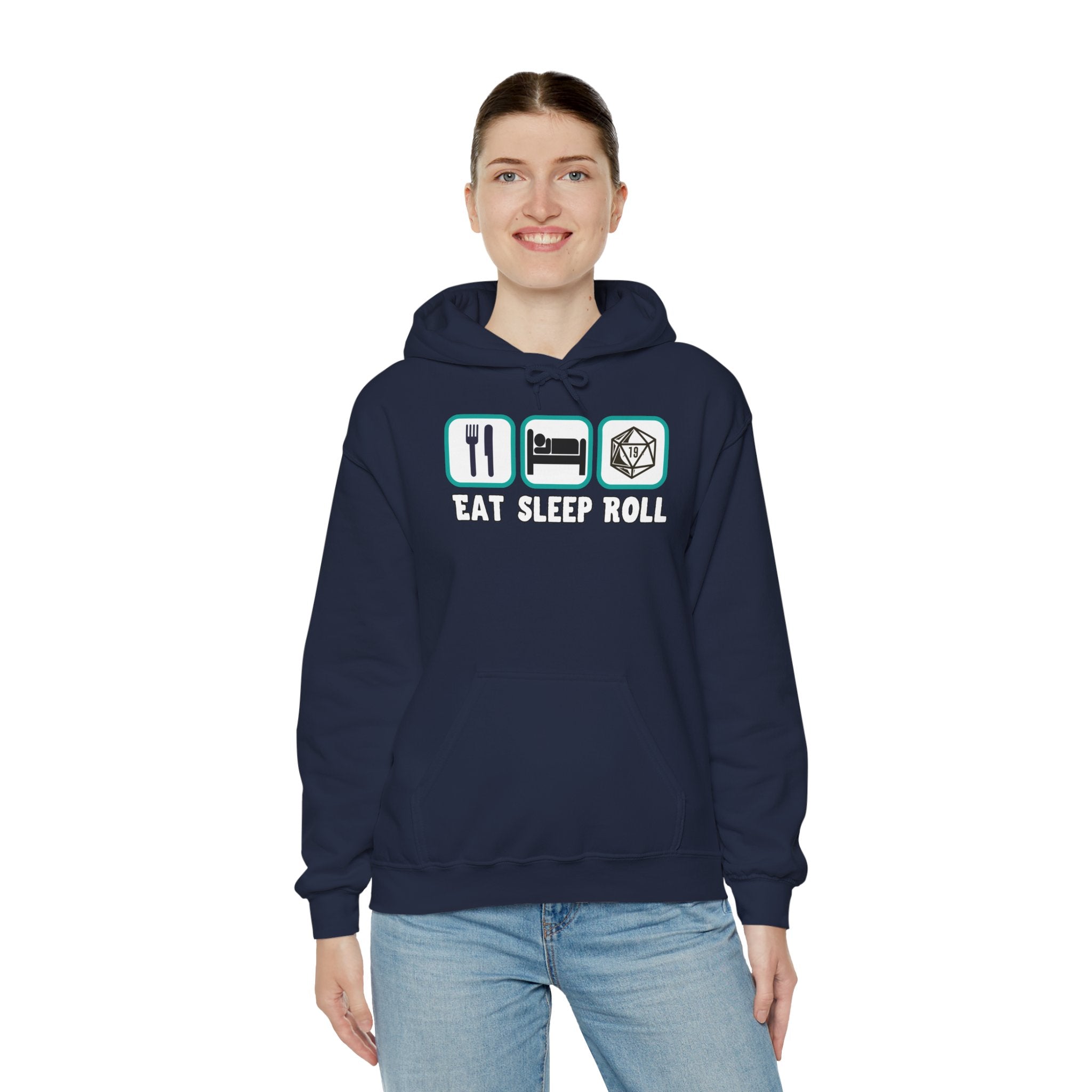 Hoodie — "Eat Sleep Roll" Dice & RPG Gamer Hooded Sweatshirt
