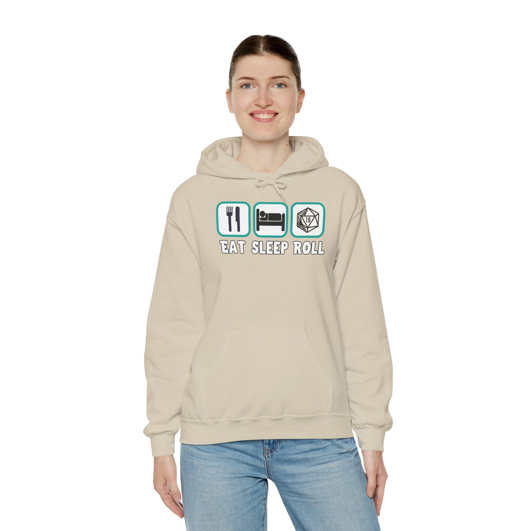 Hoodie — "Eat Sleep Roll" Dice & RPG Gamer Hooded Sweatshirt