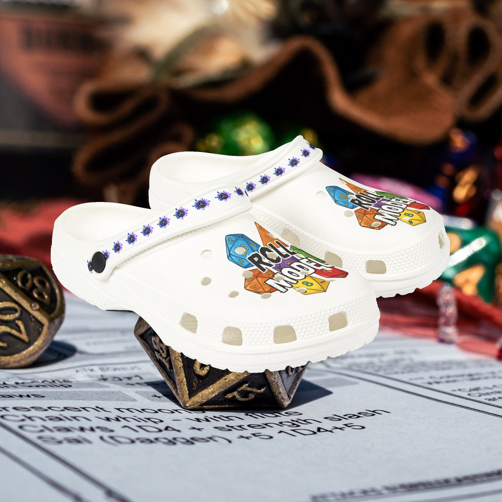 White D20 Roll Model EVA Foam Clogs - D20 Dice Foam Clogs