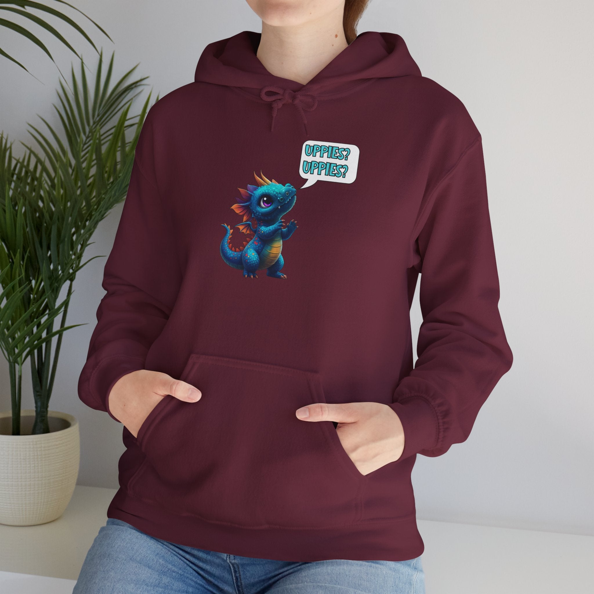 Dragon Dice Hoodie — Cute Blue Dragon UPPIES Gaming Hoodie