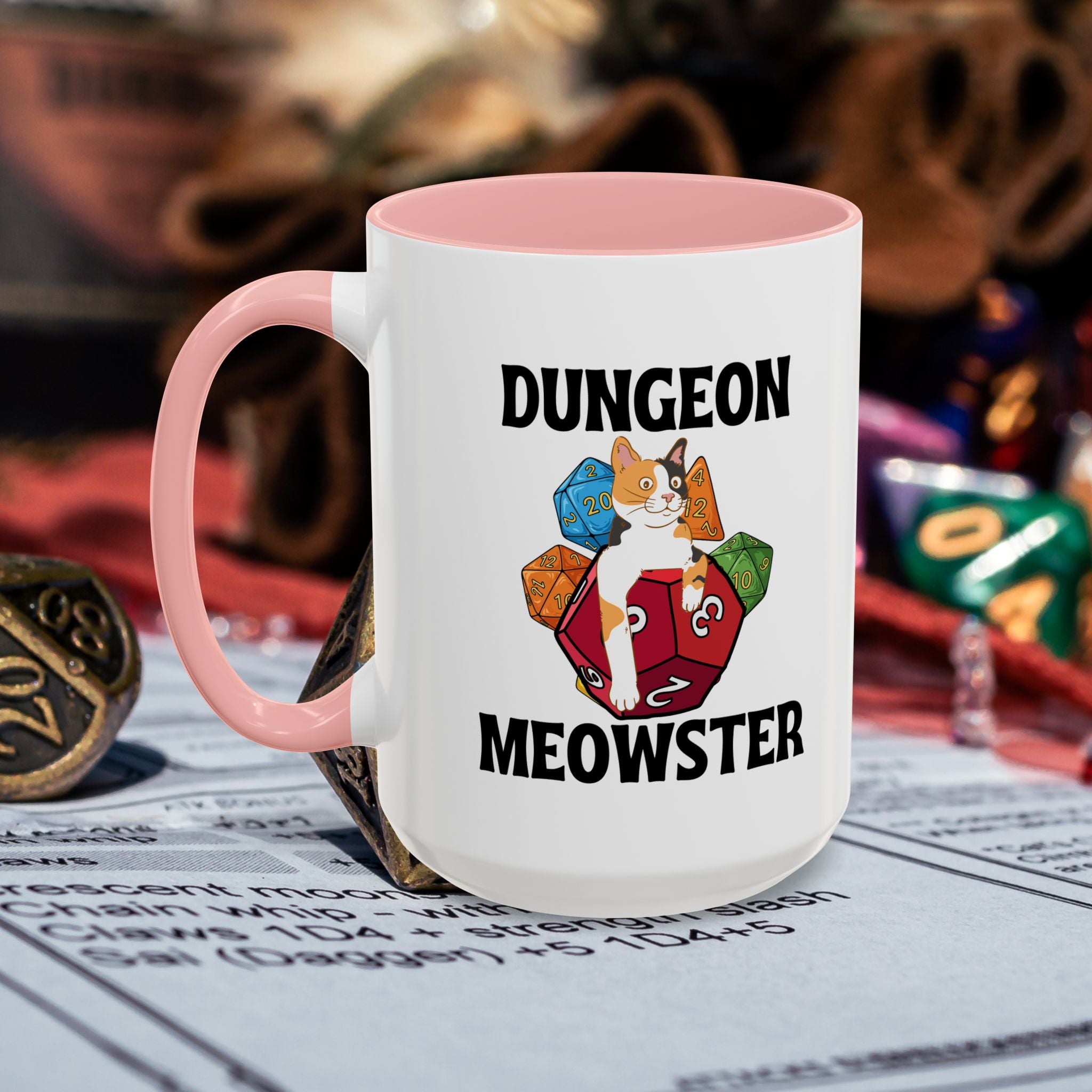 Dungeon Meowster Coffee Mug – Dungeons & Dragons Cat Gamer Gift (15oz Accent Mug)
