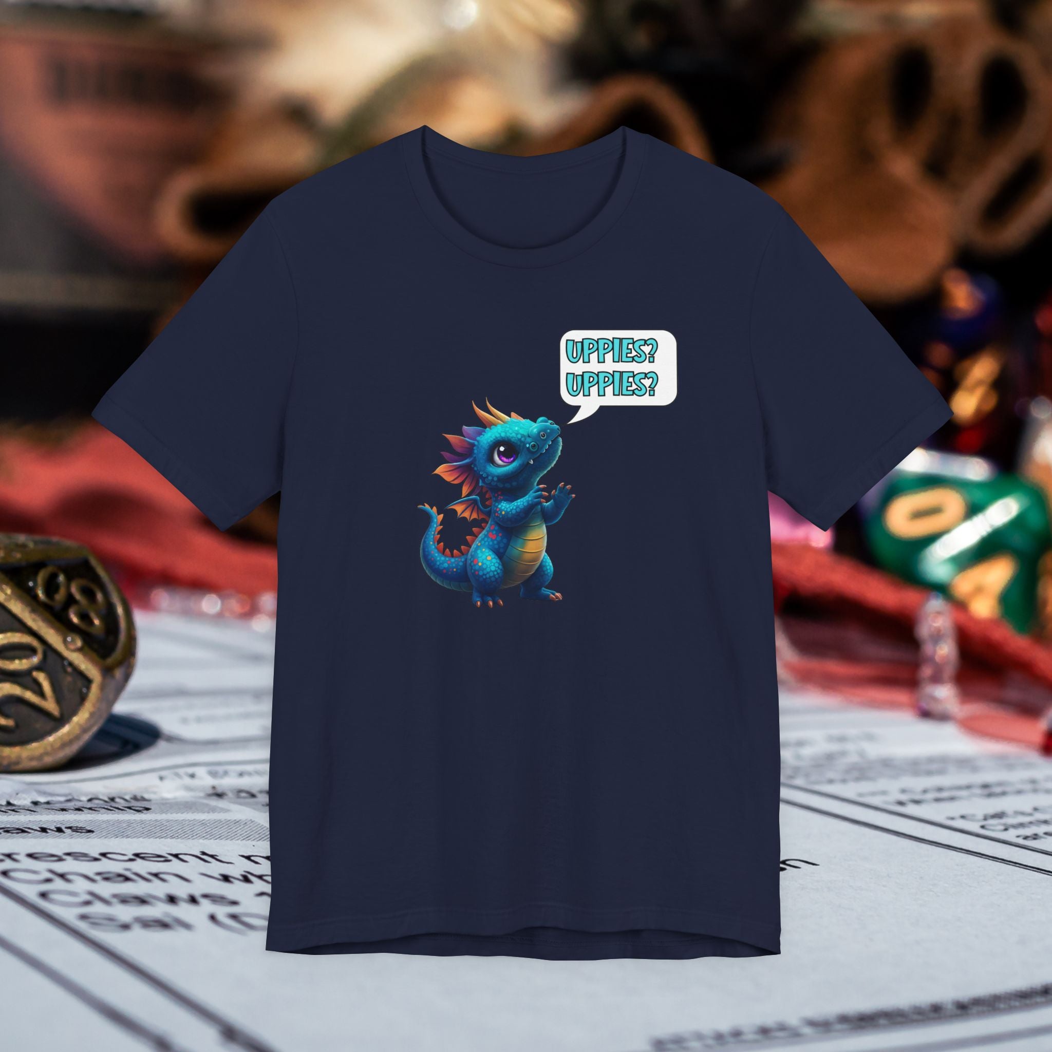 Baby Blue Dragon T‑Shirt — Cute 'Uppies? Uppies?' Fantasy Gamer Tee