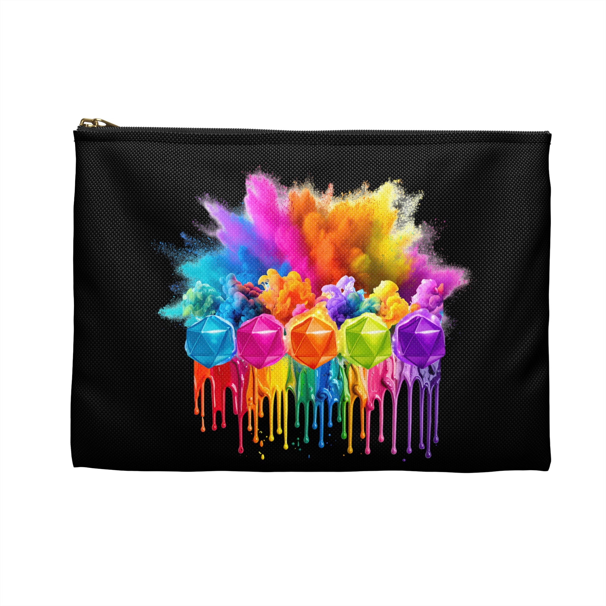 Dice/Accessory Pouch — Rainbow D20 Drip Dice/Mini's Bag