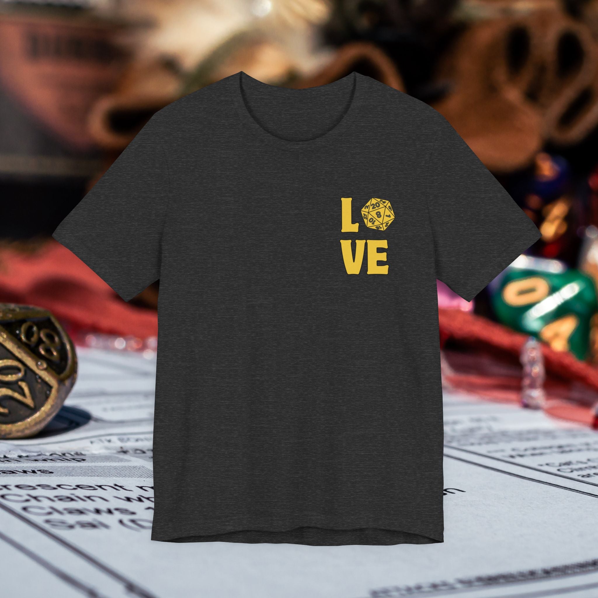 Love D20 T-Shirt — RPG Gamer Dice Love Tee