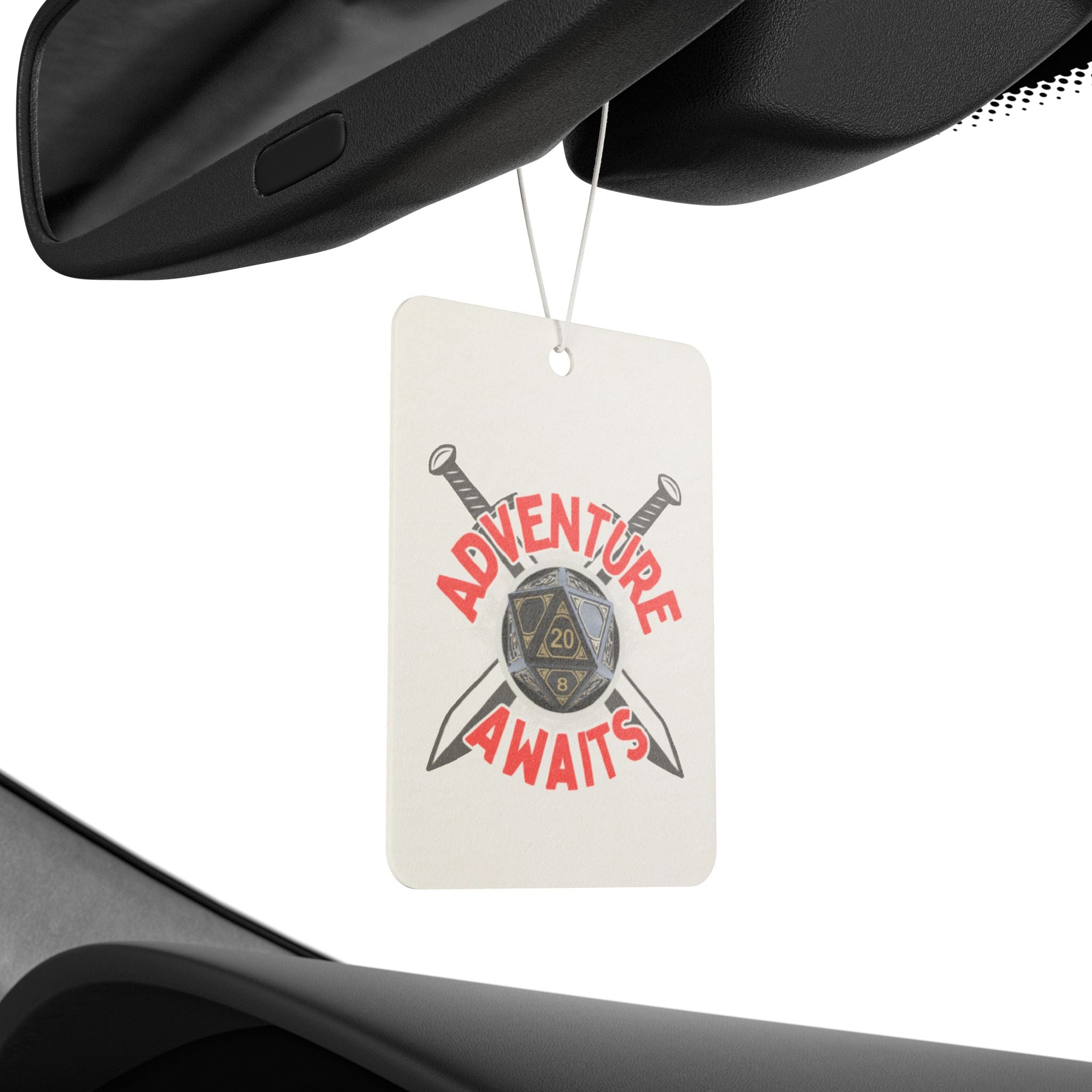 Adventure Awaits Car Air Freshener — D20 Dice & Swords Gamer Scent Tag