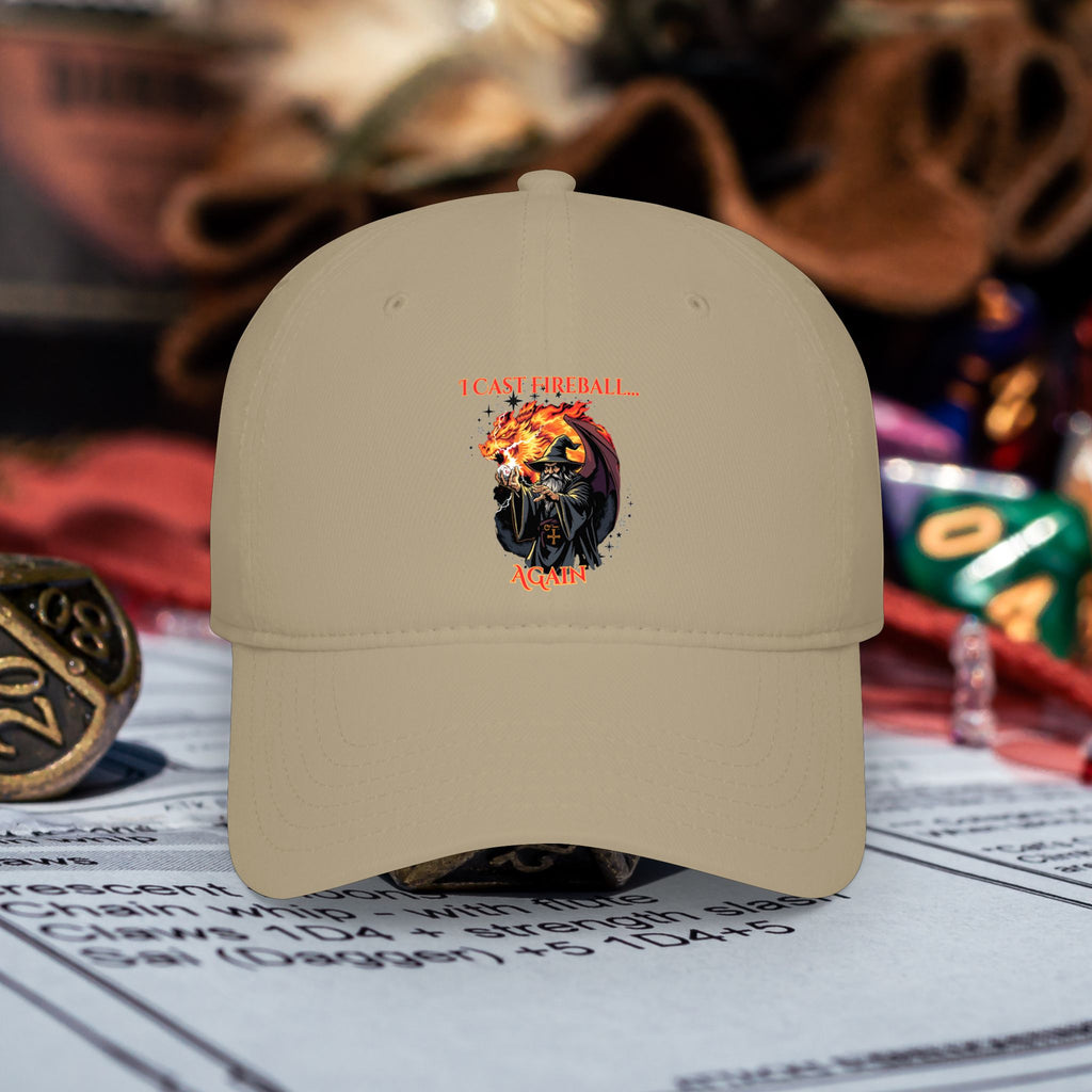 Low Profile Baseball Cap — 'I Cast Fireball... Again' Dungeons & Dragons Dragon Gaming Hat