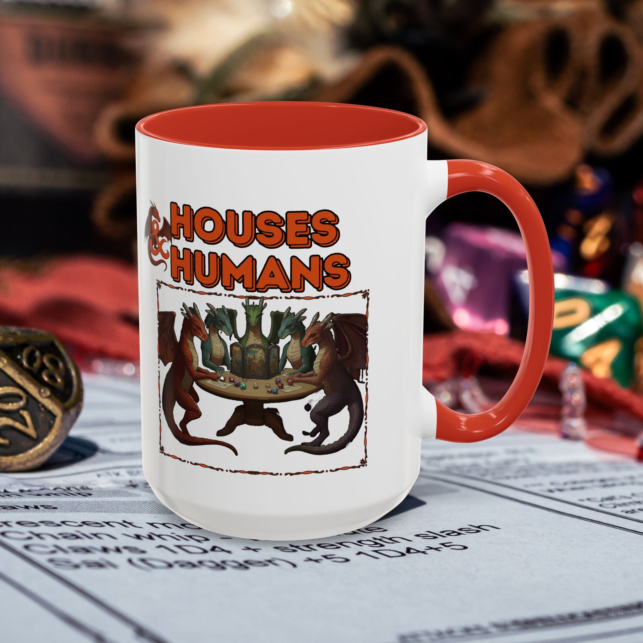 Houses & Humans Coffee Mug — Fantasy RPG D20 Gaming Accent Mug (15oz)