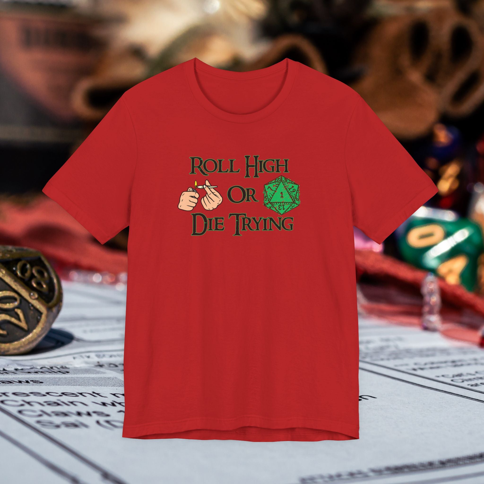 Roll High or Die Trying D20 T-Shirt — RPG Gamer Dice Tee