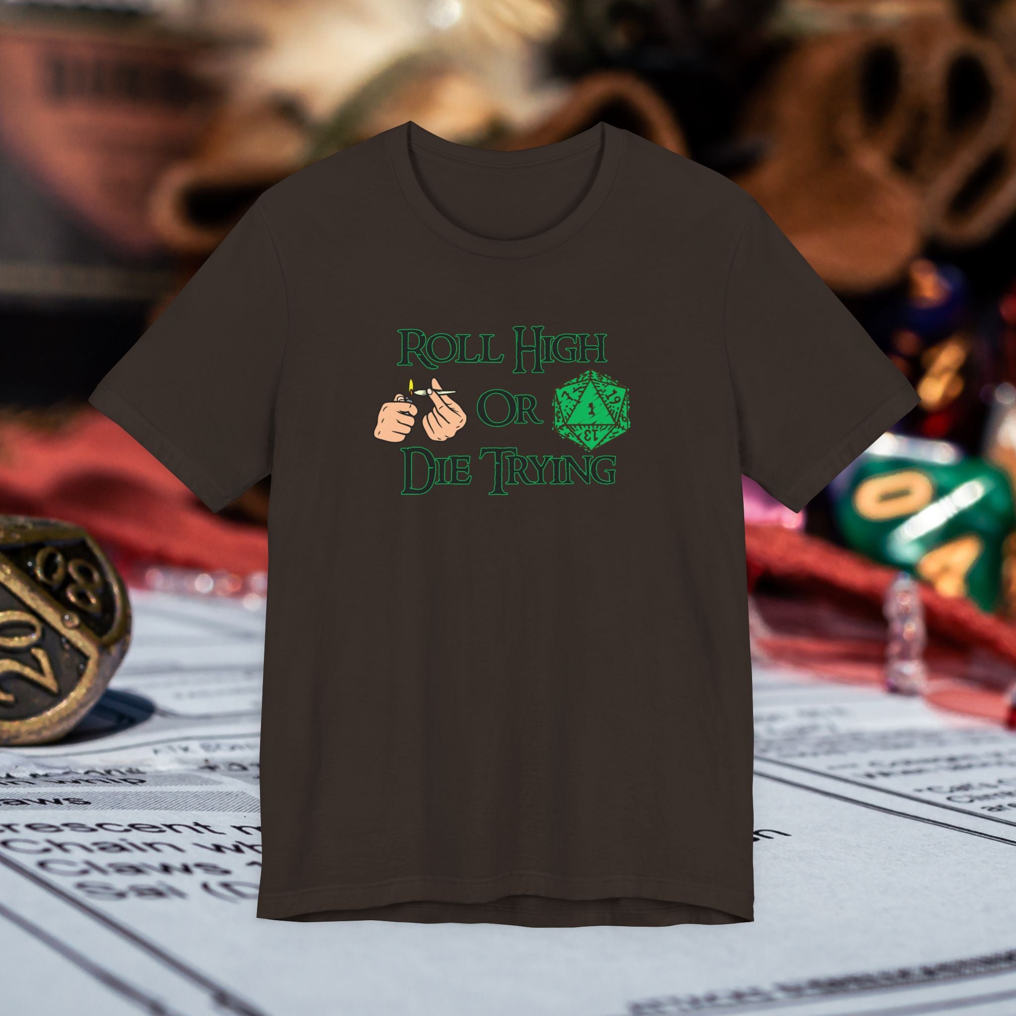 Roll High or Die Trying D20 T-Shirt — RPG Gamer Dice Tee