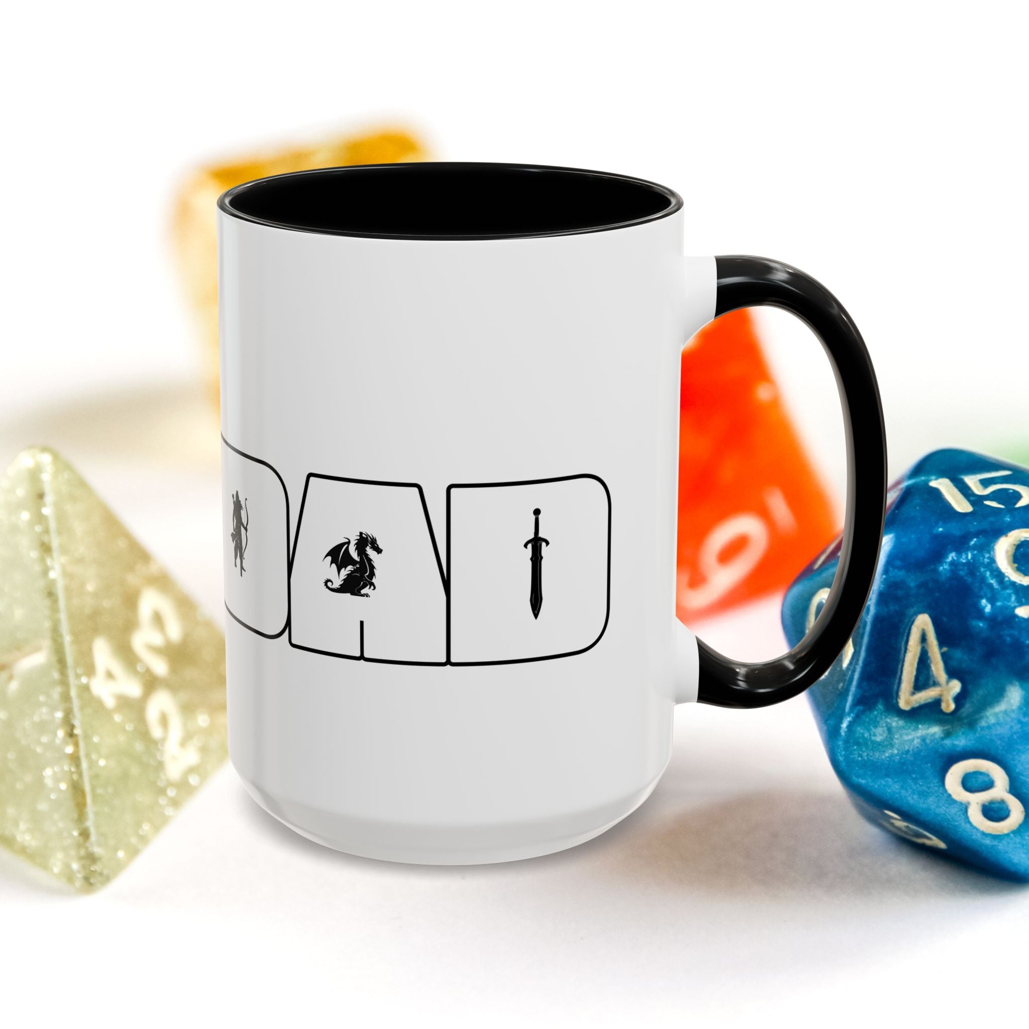 RPG Dad Icon Accent Coffee Mug — Dad Tabletop Gaming 15oz