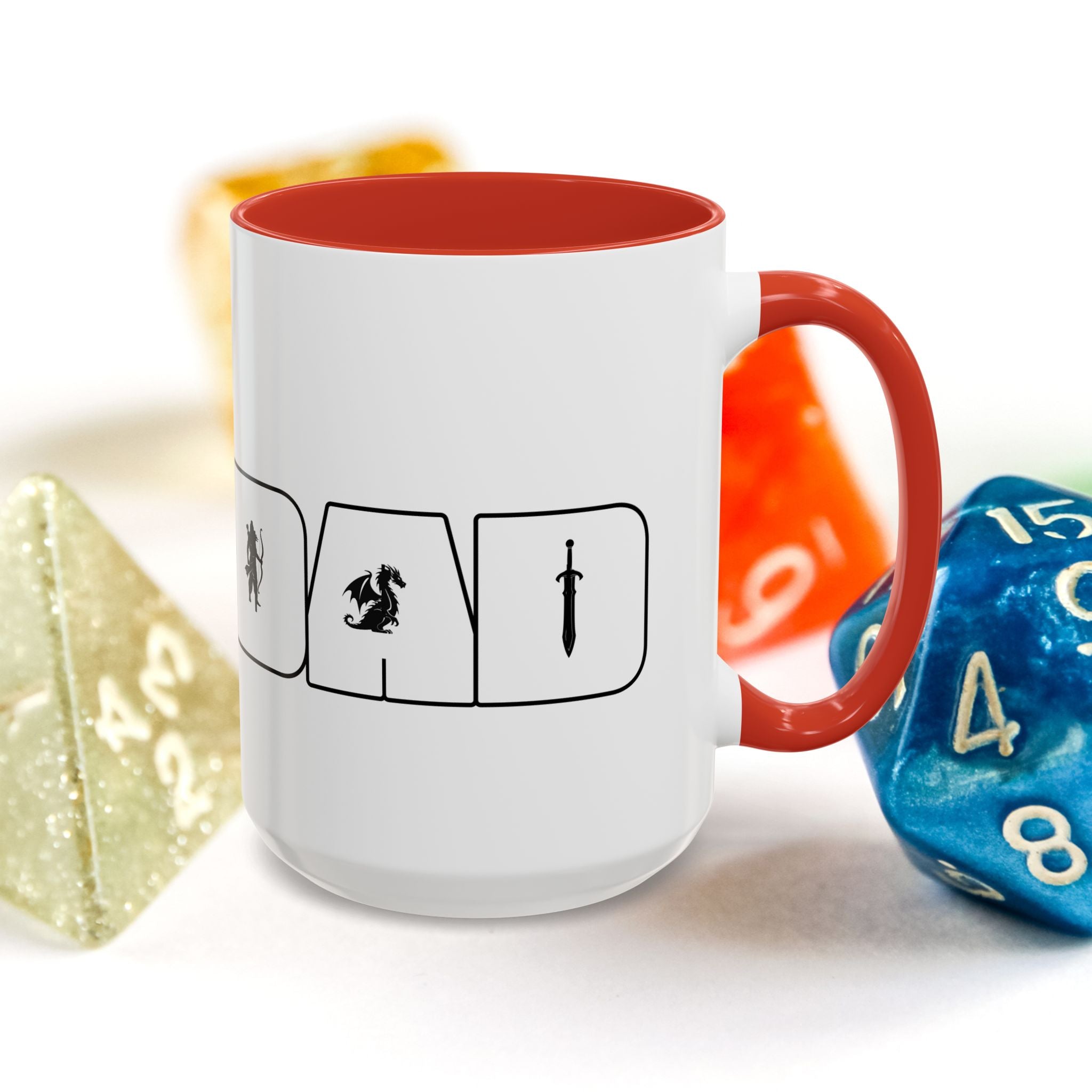 RPG Dad Icon Accent Coffee Mug — Dad Tabletop Gaming 15oz