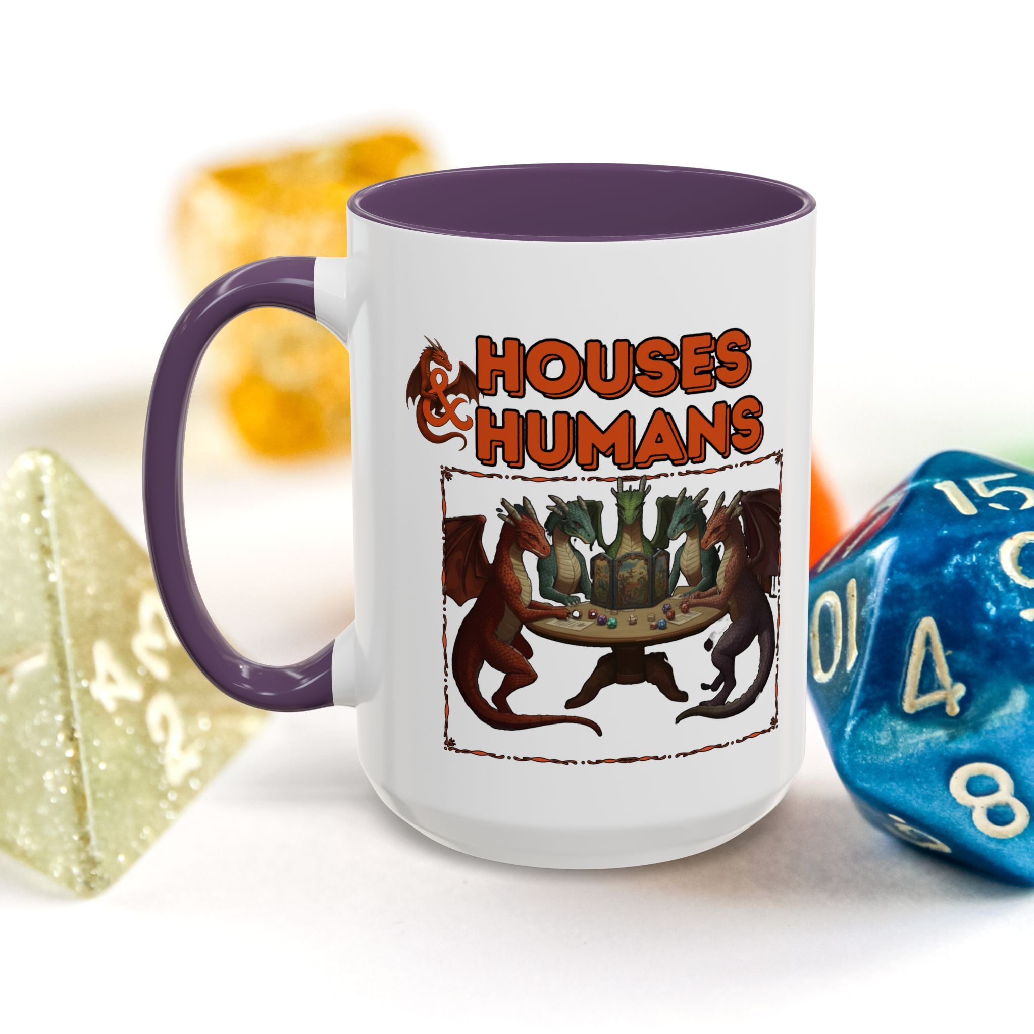 Houses & Humans Coffee Mug — Fantasy RPG D20 Gaming Accent Mug (15oz)