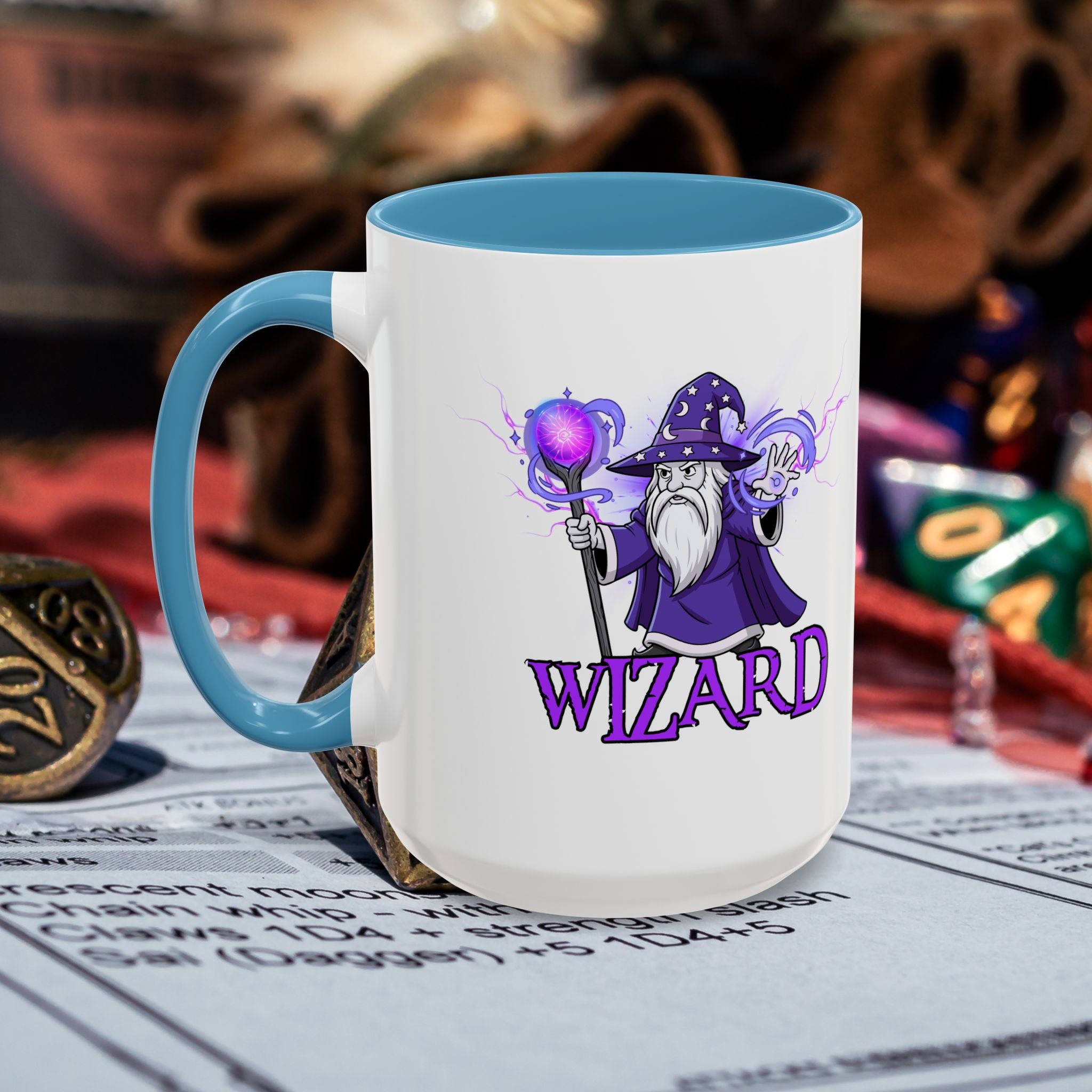 Wizard Coffee Mug — D&D Wizard Design Accent Mug (15oz)