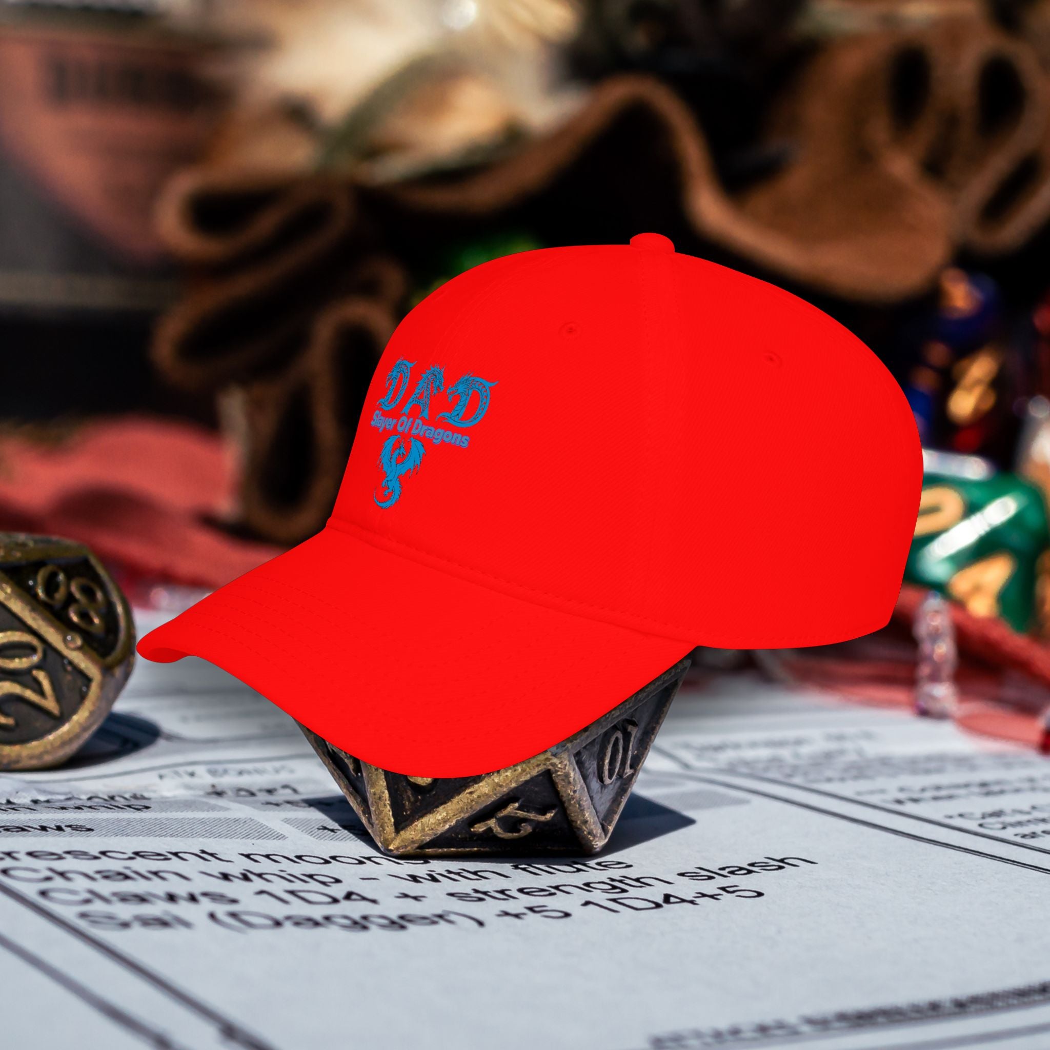 Dad Slayer Of Dragons Low Profile Baseball Cap - D&D Dad Gift