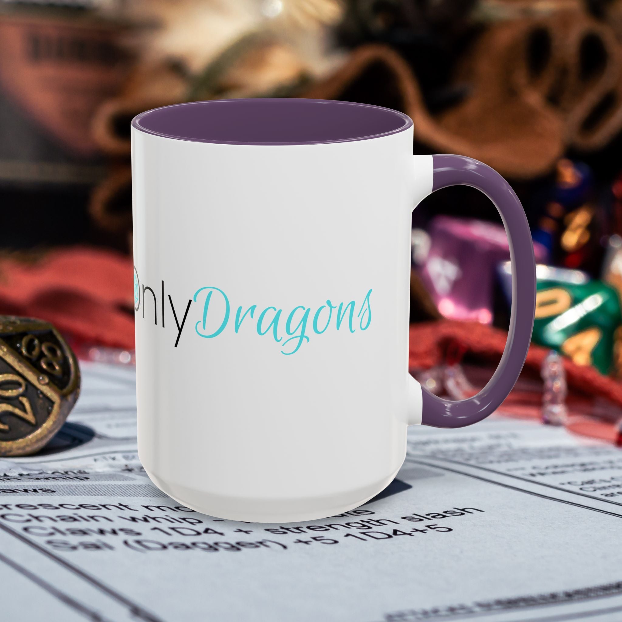 Only Dragons Coffee Mug — Accent 15oz Mug for RPG & DnD Lovers
