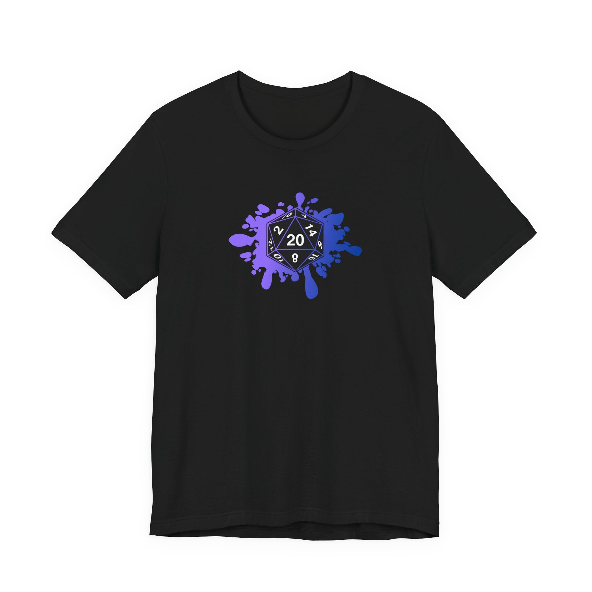 D20 Splash RPG Gamer T‑Shirt — Purple Dice Splash Tee