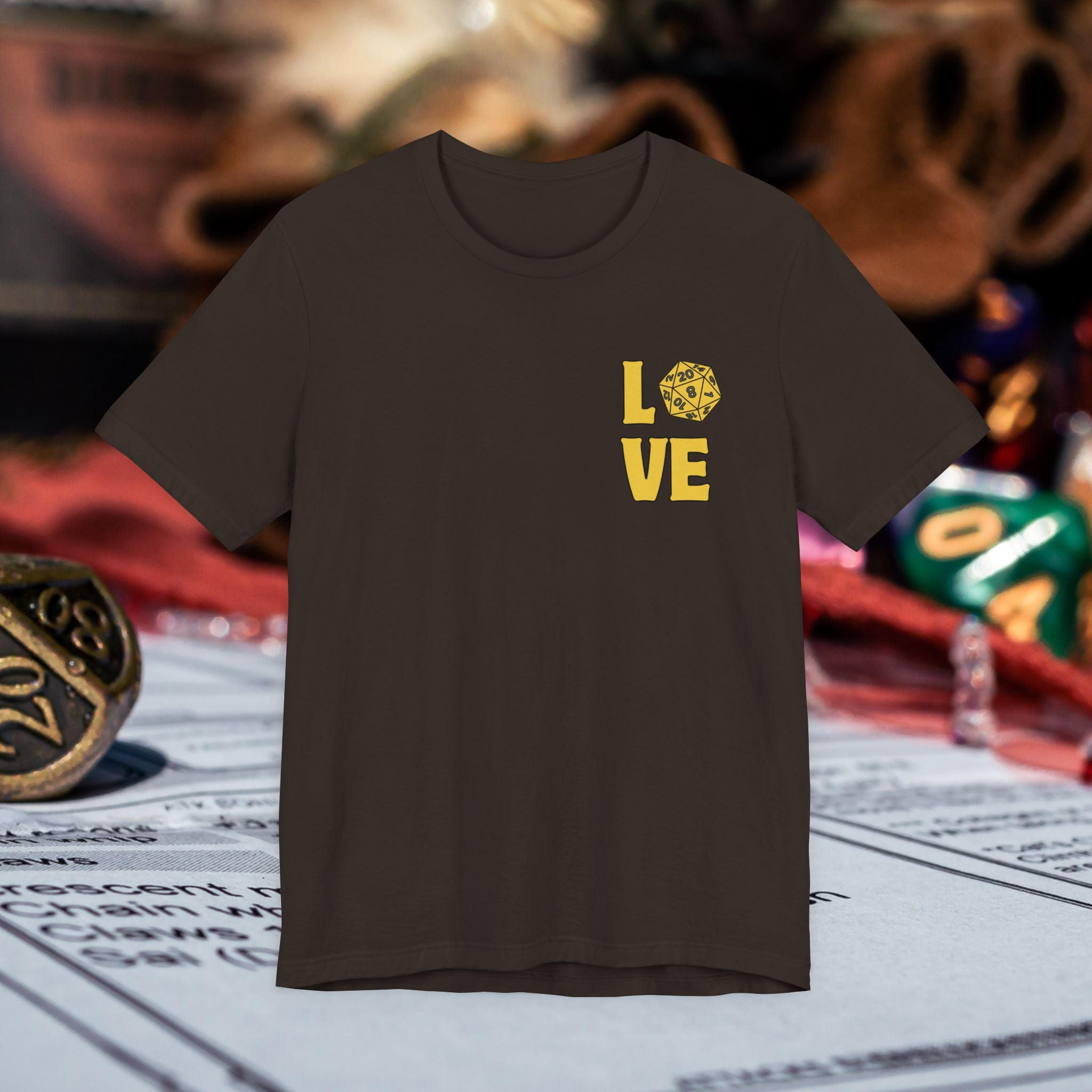 Love D20 T-Shirt — RPG Gamer Dice Love Tee