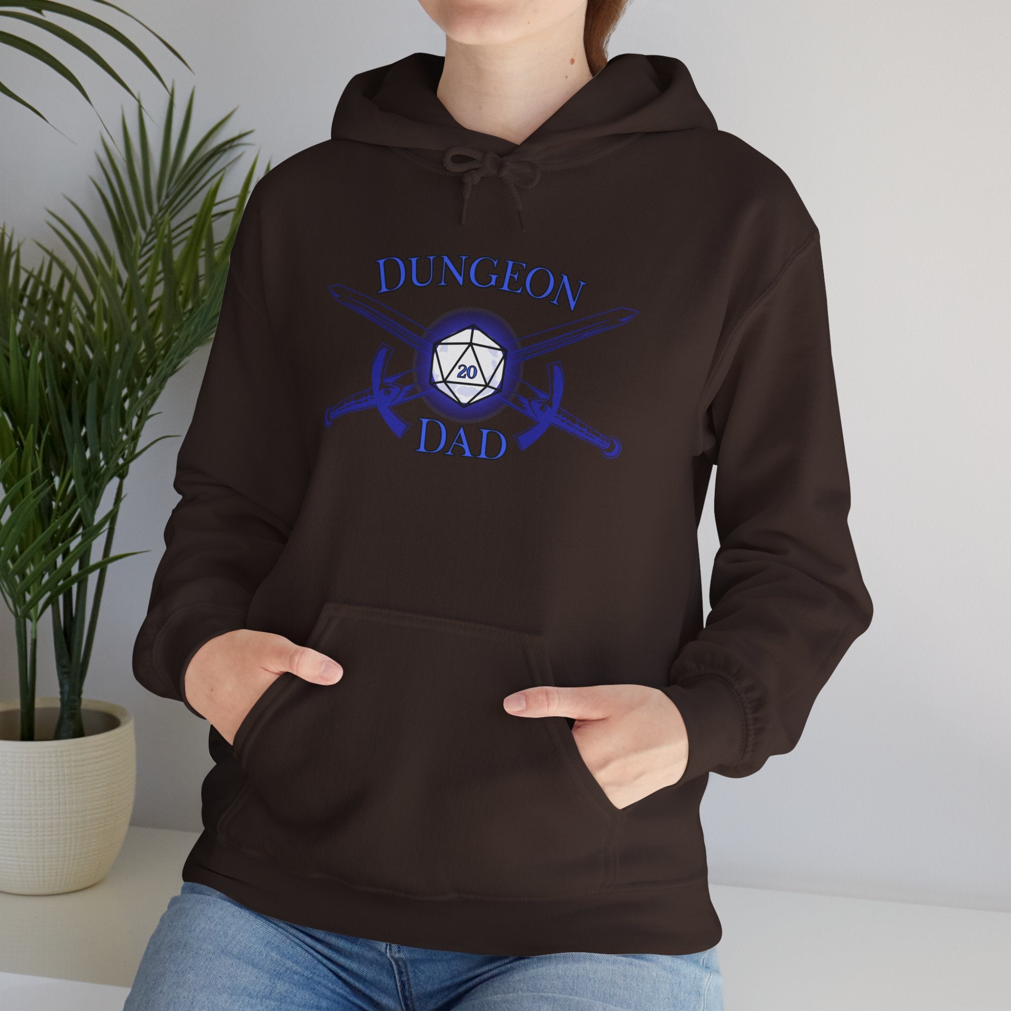Dungeon Dad Hoodie – RPG Dad Hoodie with Dice & Swords Design