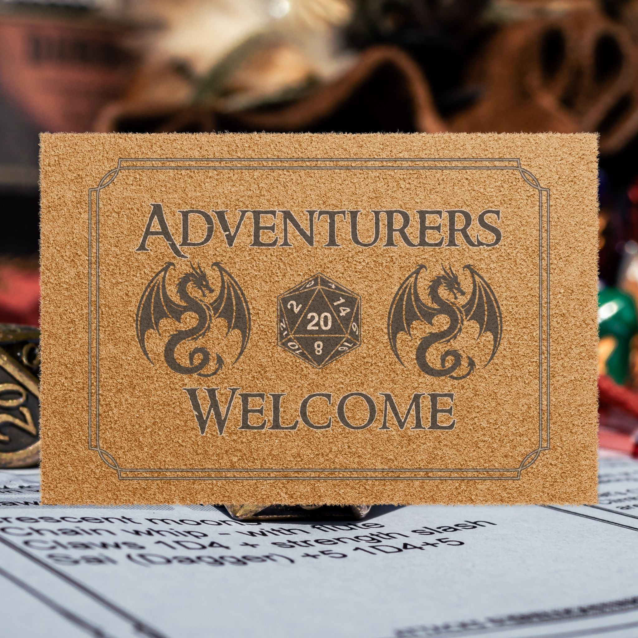 Adventurers Welcome Doormat — D20 Tabletop Gaming Entry Mat