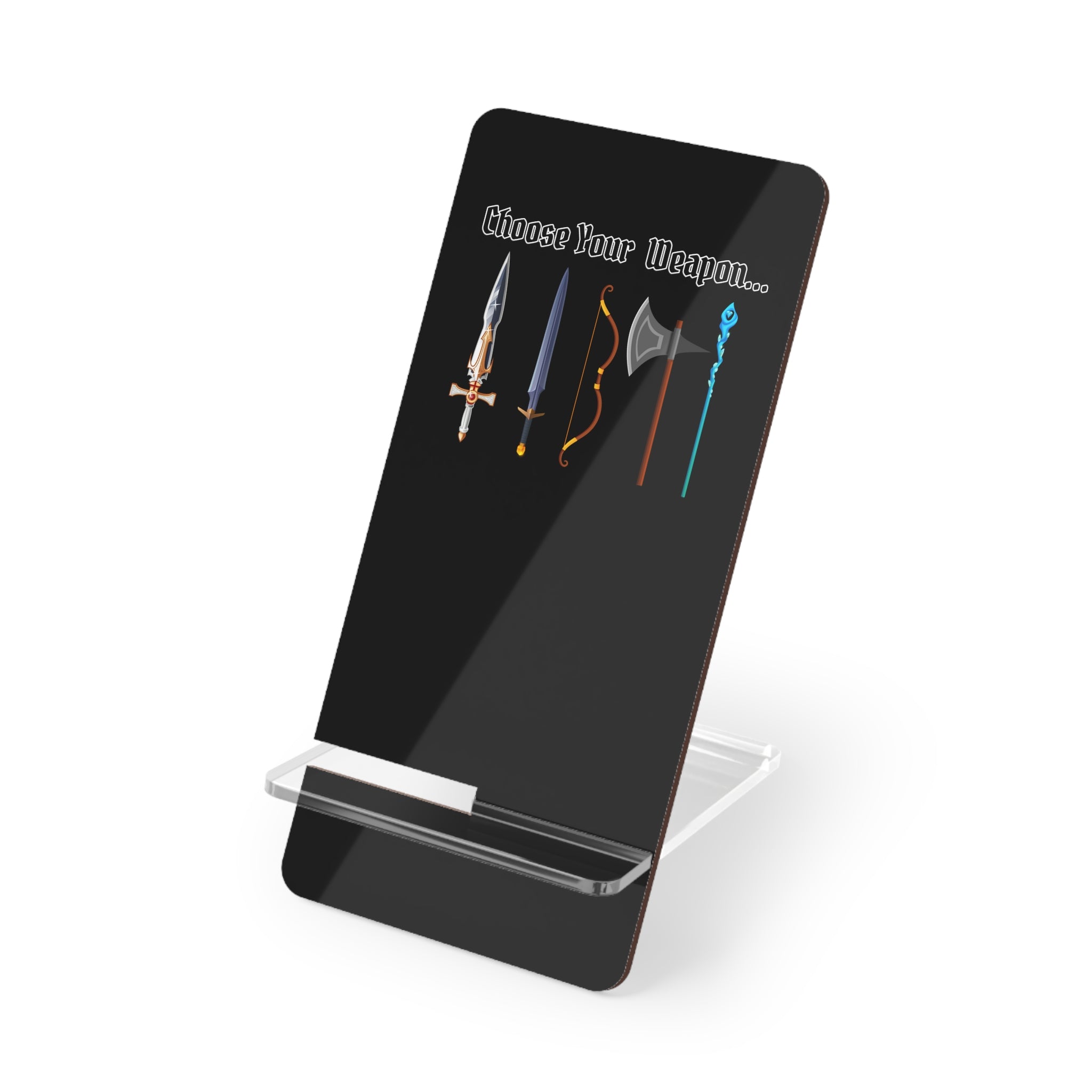Phone Stand — "Choose Your Weapon"