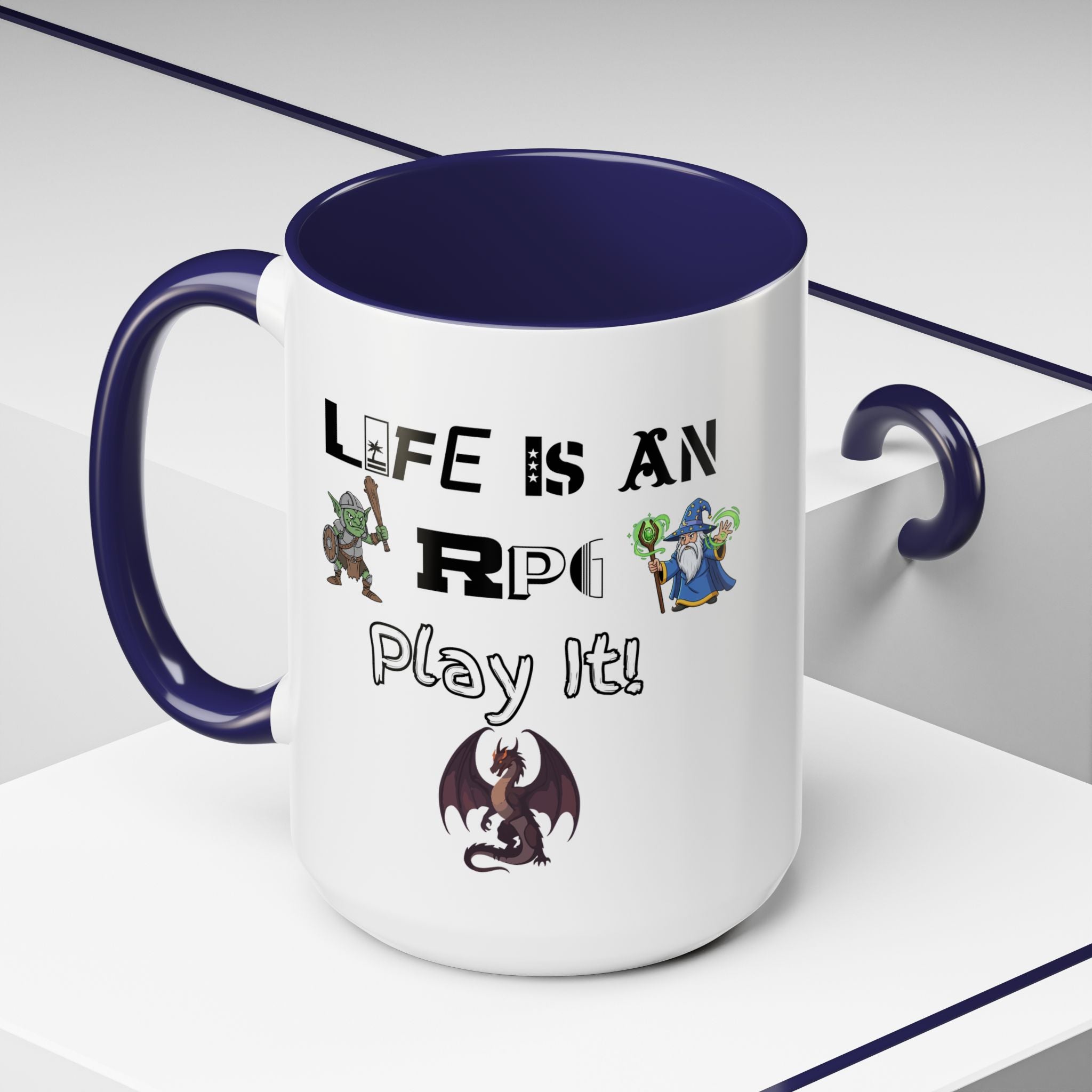 RPG Coffee Mug — "Life Is An RPG, Play It!" Accent Ceramic Mug