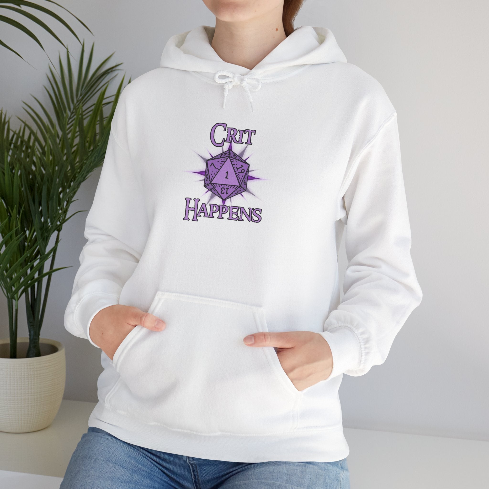 Crit Happens Hoodie — Funny D20 Dice RPG Gaming Sweatshirt
