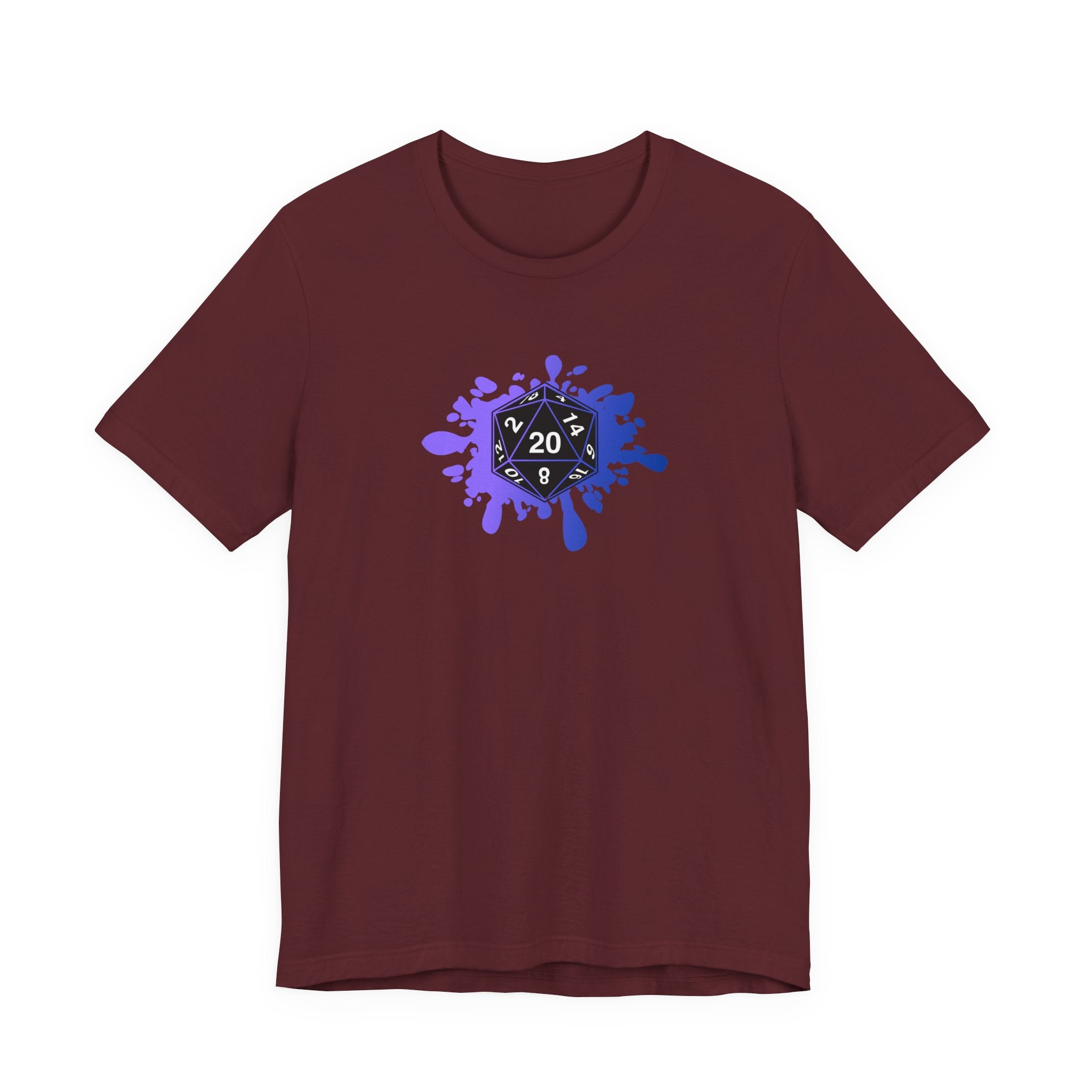 D20 Splash RPG Gamer T‑Shirt — Purple Dice Splash Tee
