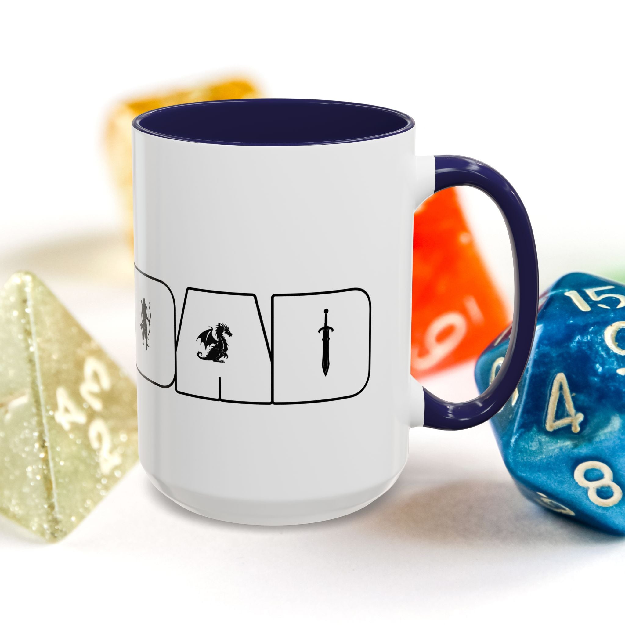 RPG Dad Icon Accent Coffee Mug — Dad Tabletop Gaming 15oz