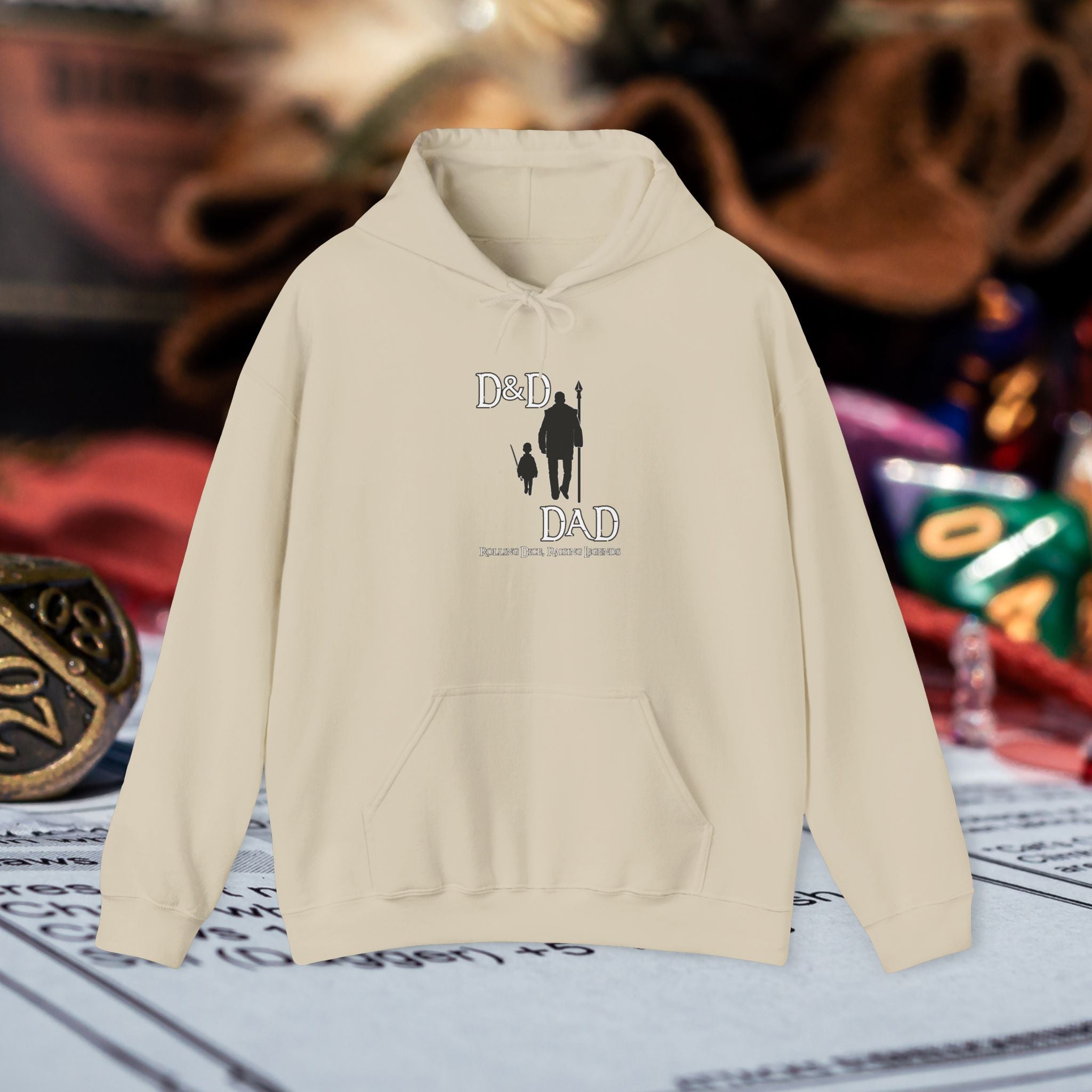 D&D Dad Hoodie — Father & Child Gaming Silhouette Pullover