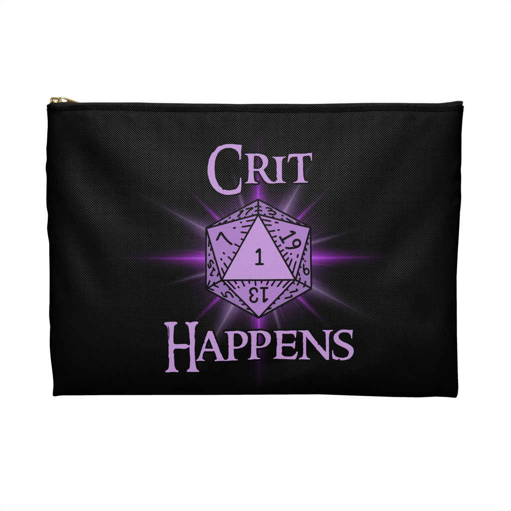 Crit Happens Dice/ Mini's  Bag — RPG Accessory Pouch (Purple D20 Design)