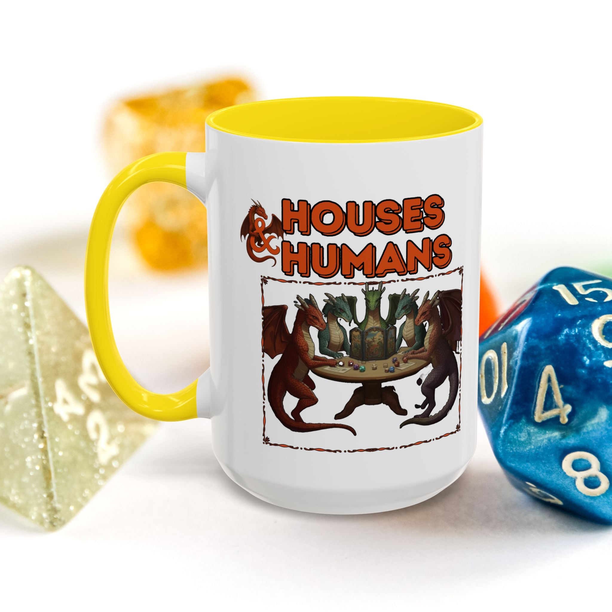 Houses & Humans Coffee Mug — Fantasy RPG D20 Gaming Accent Mug (15oz)