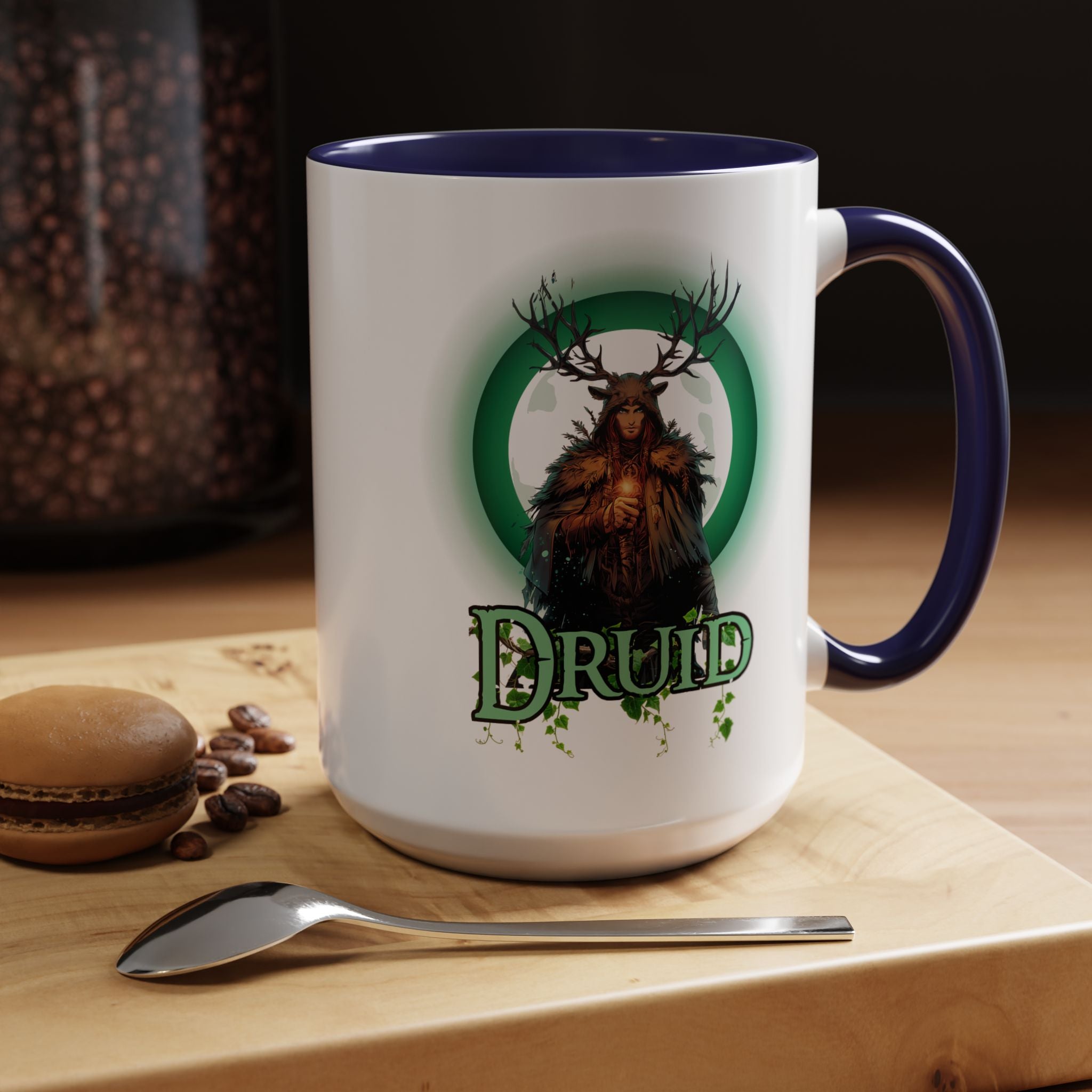 Druid Accent Coffee Mug – Fantasy Druid Illustration, RPG Gamer Gift (15 oz)